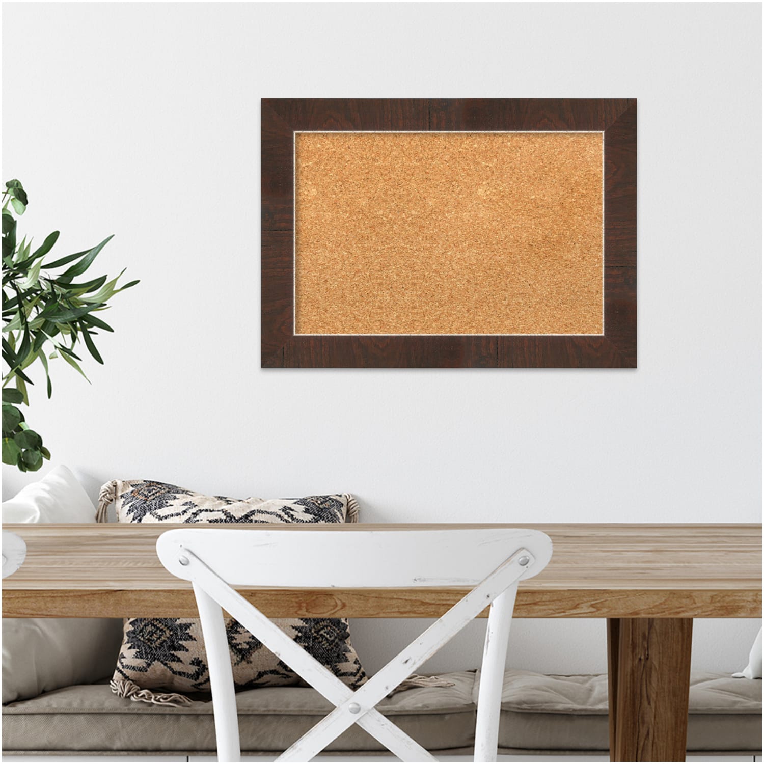 Amanti Art Non-Magnetic Cork Bulletin Board, 21in x 15in, Natural, Wildwood Brown Narrow Wood Frame - Image 5