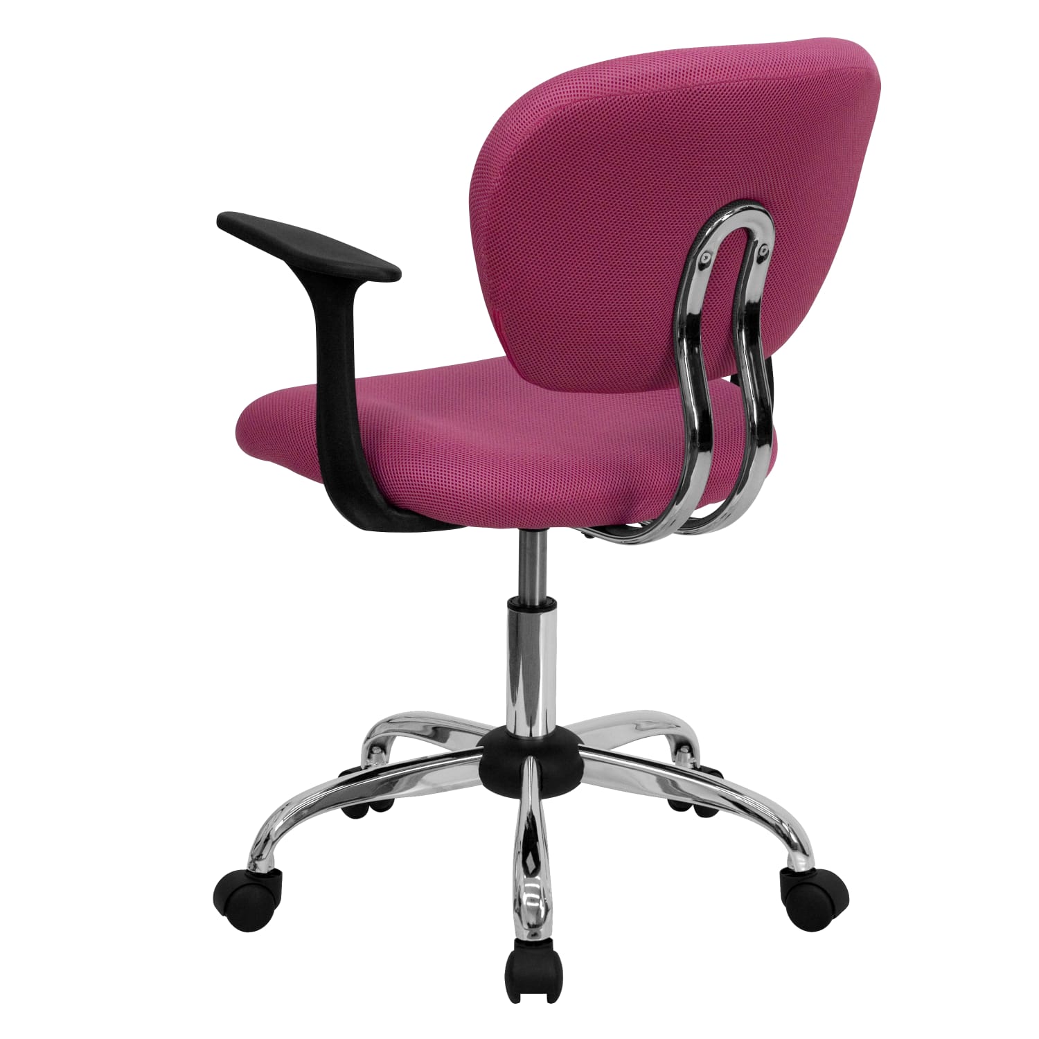 Flash Furniture Mesh Mid-Back Swivel Task Chair With Arms, Pink/Silver - Image 5