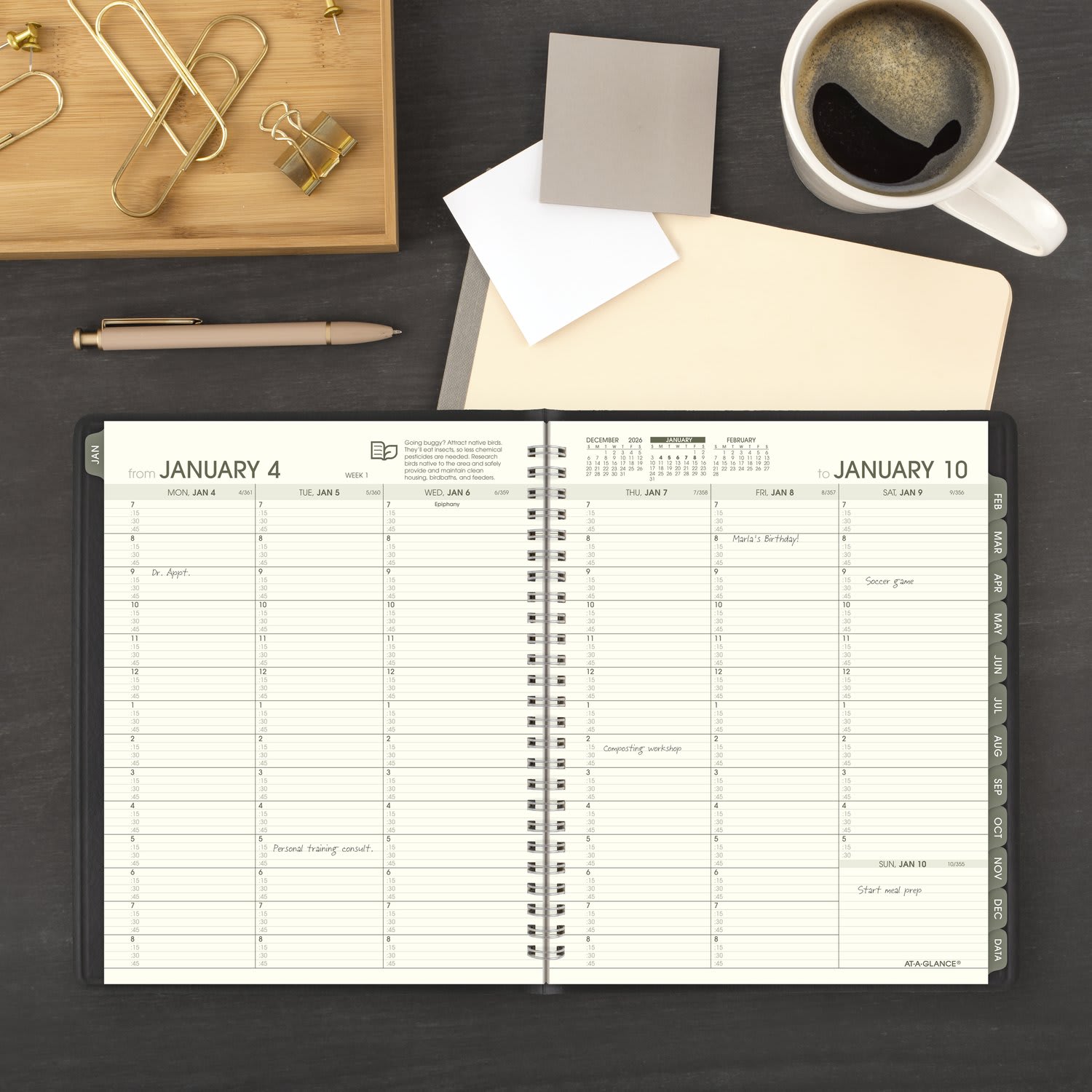 AT-A-GLANCE Recycled 2027 Weekly Monthly Appointment Book Planner, Black, Medium, 7in x 8 3/4in - Image 3