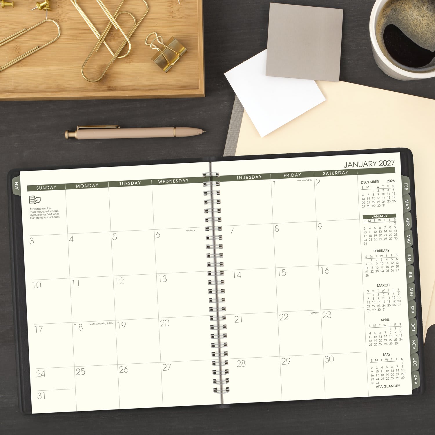 AT-A-GLANCE Recycled 2027 Weekly Monthly Appointment Book Planner, Black, Medium, 7in x 8 3/4in - Image 4