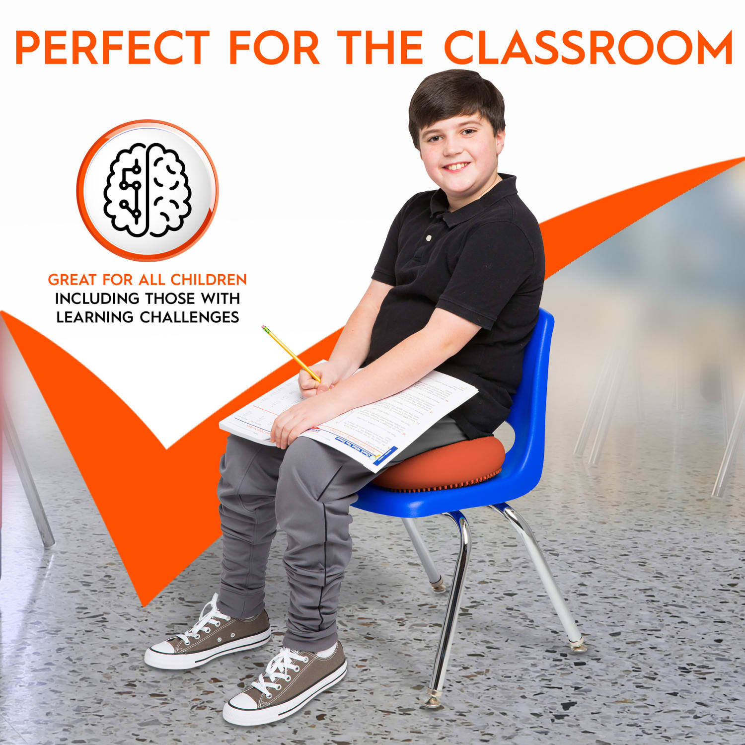 Bouncyband Big Wiggle Seat Sensory Cushion 13in Orange PopularChairscom