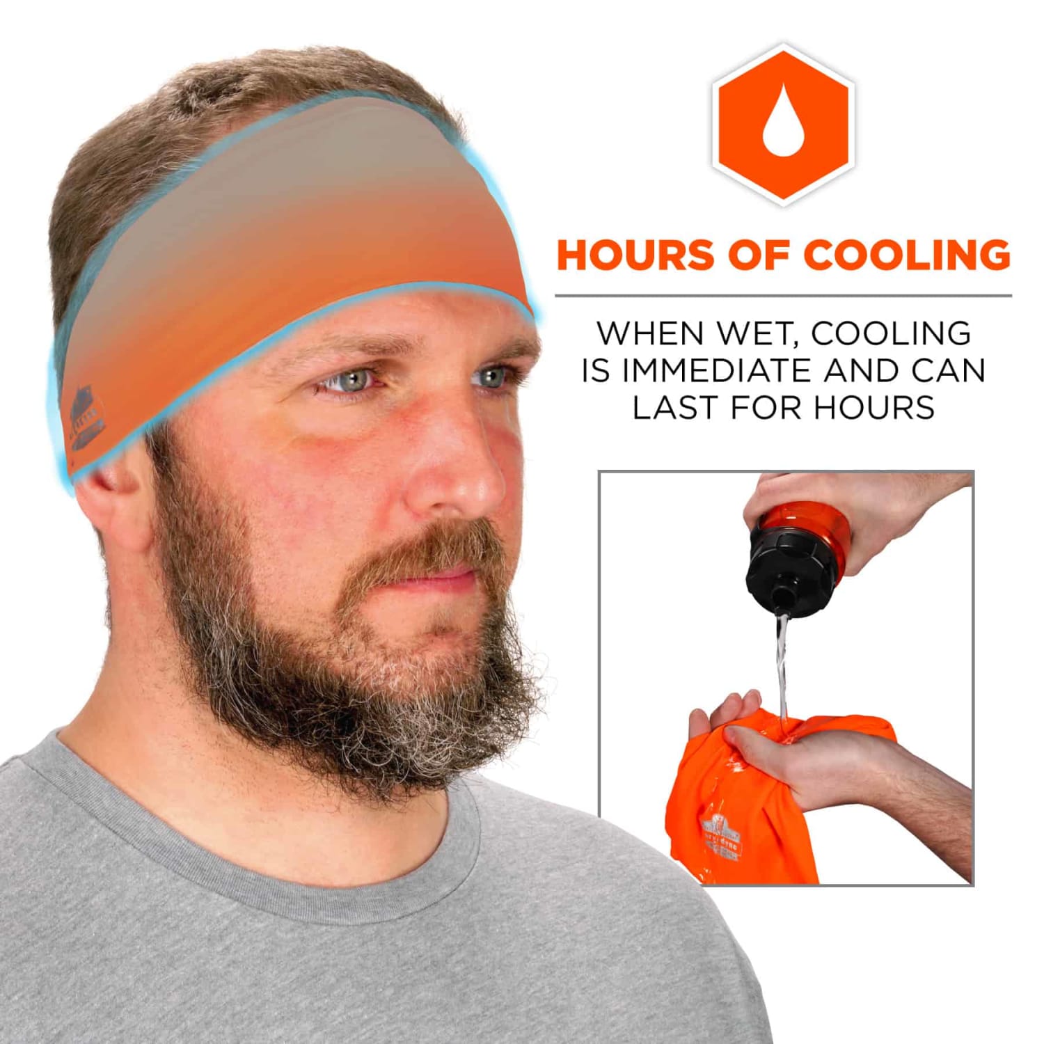 Ergodyne Chill-Its 6634 Cooling Headband, One Size, Orange - Image 4