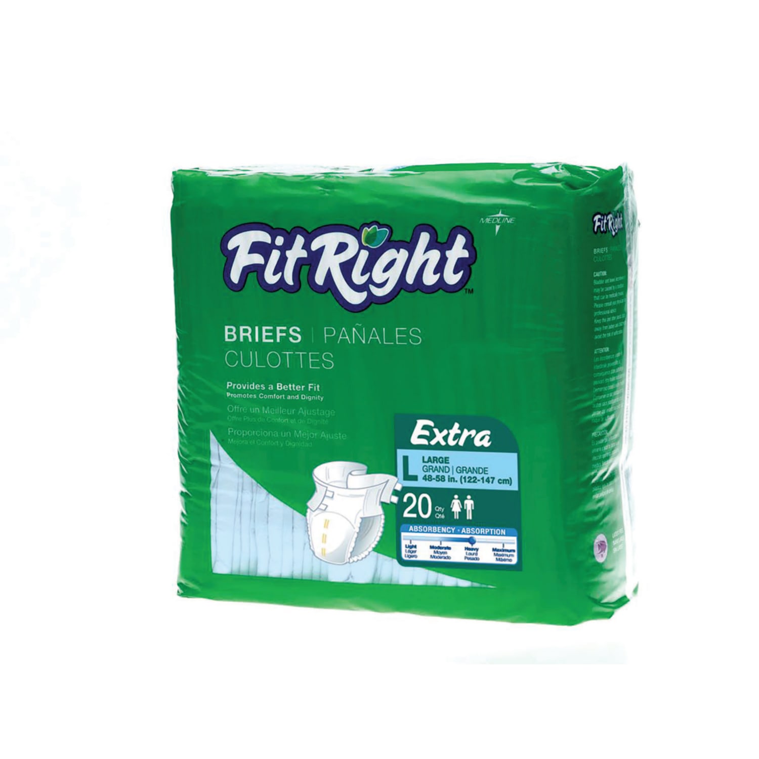 FitRight Extra Disposable Briefs, Large, Blue/White, 20 Briefs Per Bag, Case Of 4 Bags - Image 3