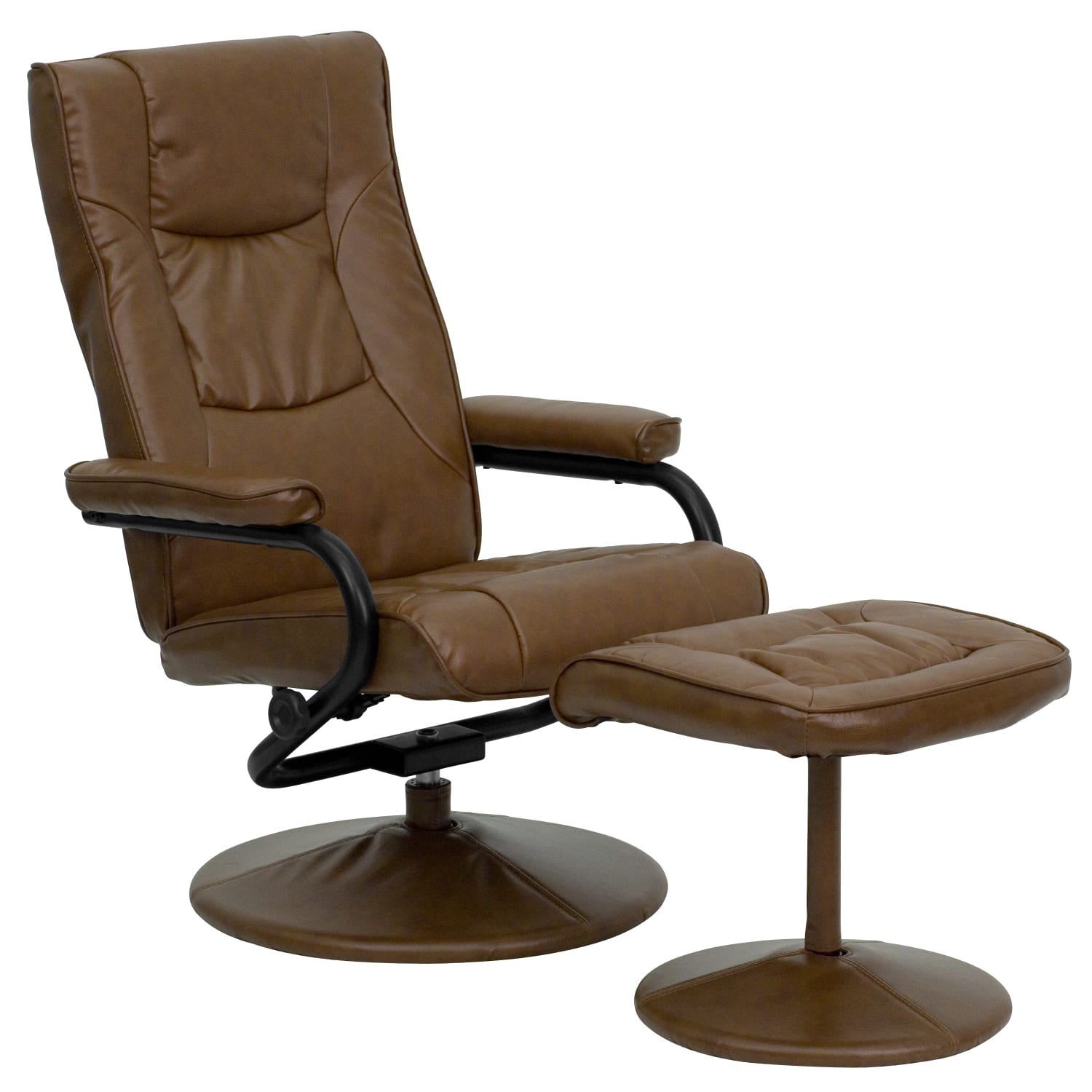 Flash Furniture Contemporary Recliner With Wrapped Base Ottoman, Palimino/Black - Image 3