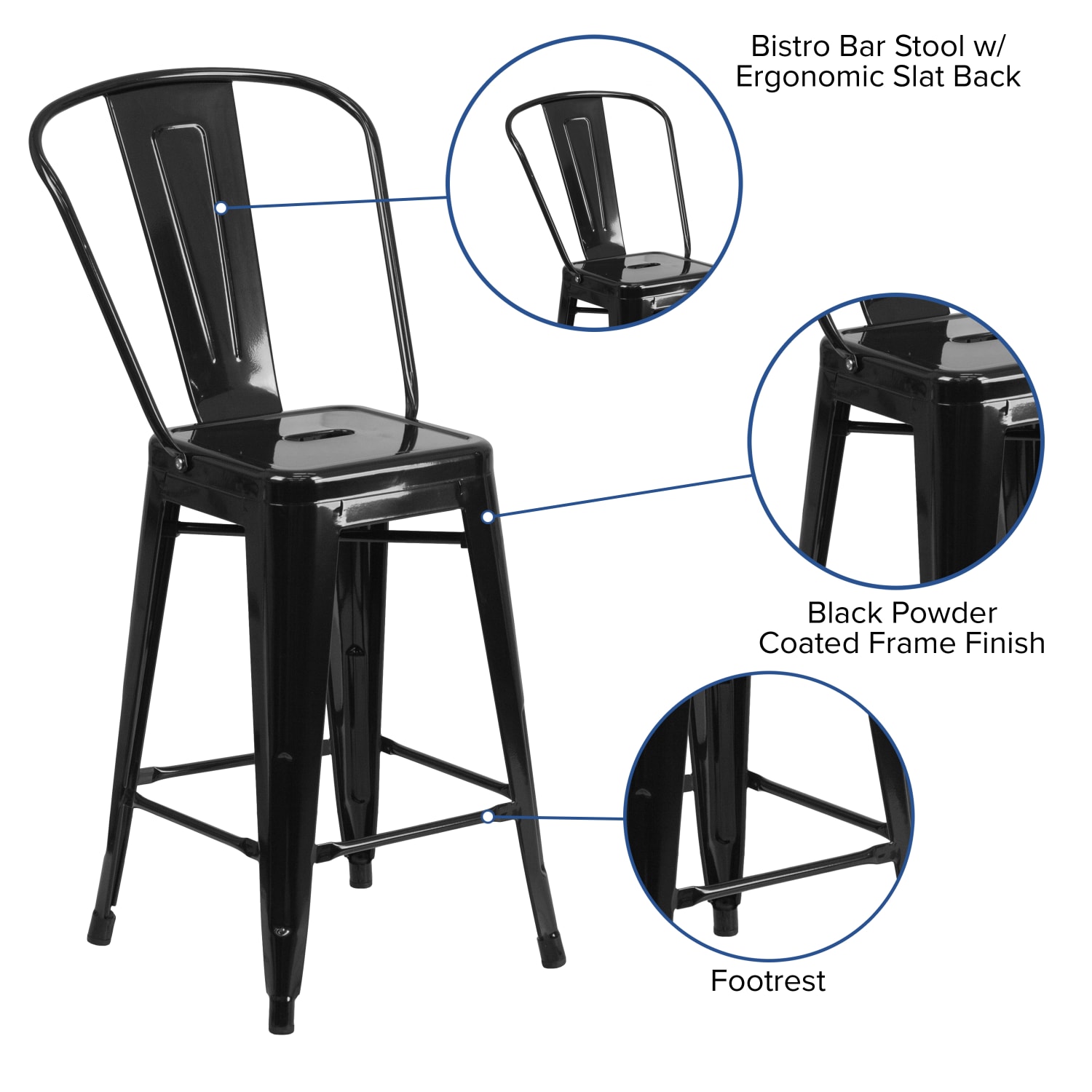 Flash Furniture 24inH Commercial Grade Metal Counter Stool Black PopularChairscom