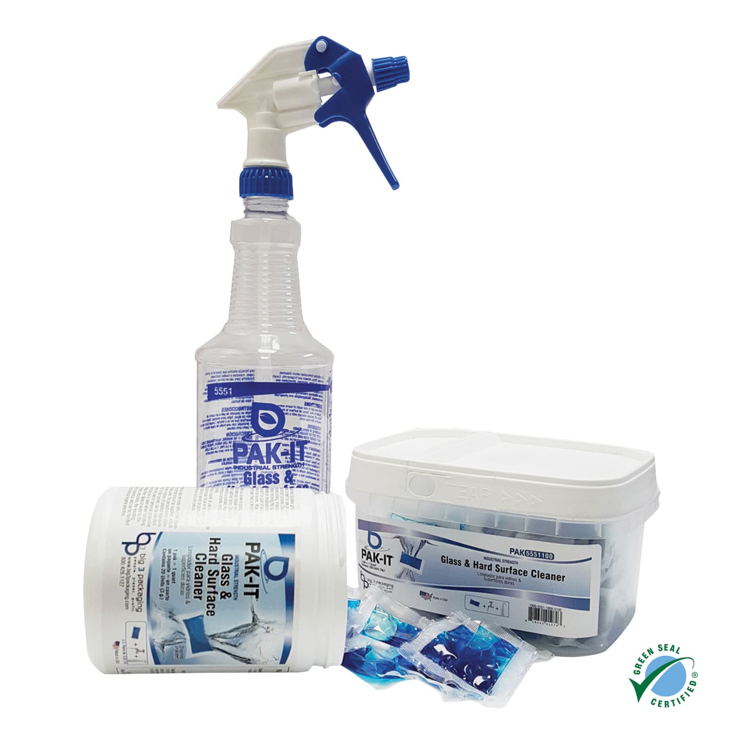 Big 3 Packaging PAK-IT Glass/Hard Surface Cleaner, Breeze Scent, Pack Of 20 - Image 4