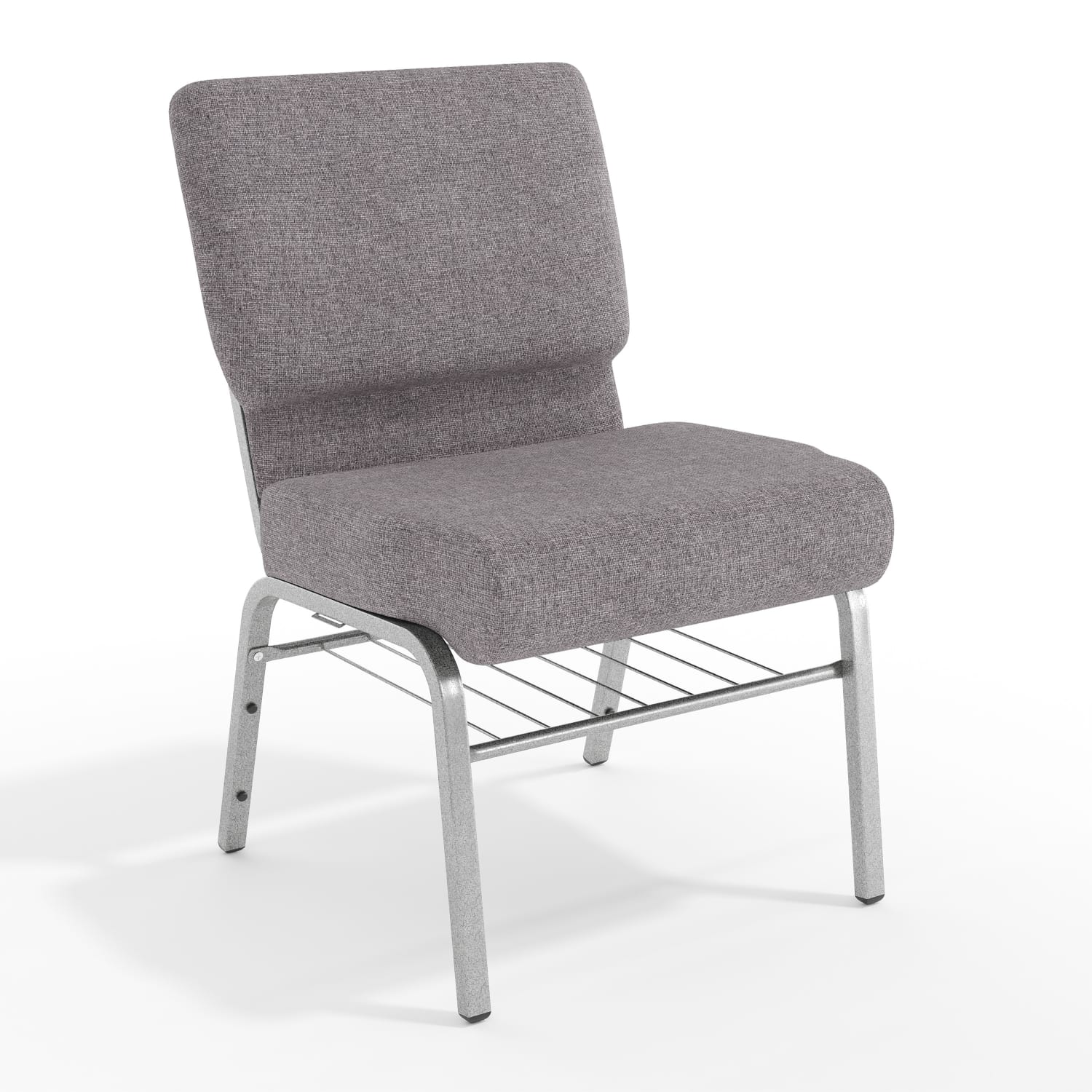 Flash Furniture HERCULES Series 21ft"W Church Chair w/ Book Rack, Gray/Silver Vein