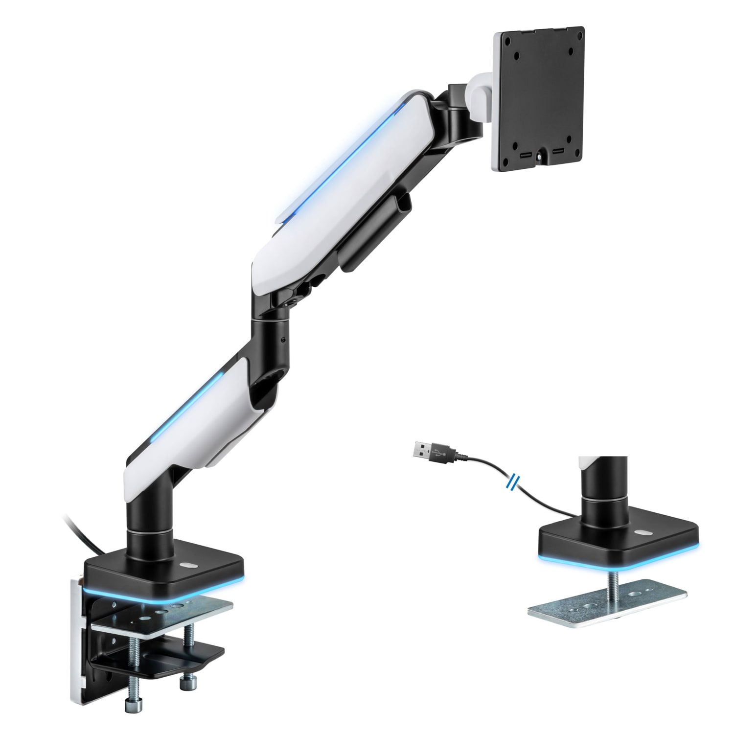 Mount-It! Heavy-Duty 49in Single Monitor Arm, Grayish White/Matte Black - Image 4