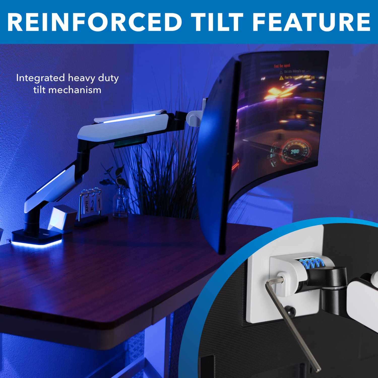 Mount-It! Heavy-Duty 49in Single Monitor Arm, Grayish White/Matte Black - Image 5