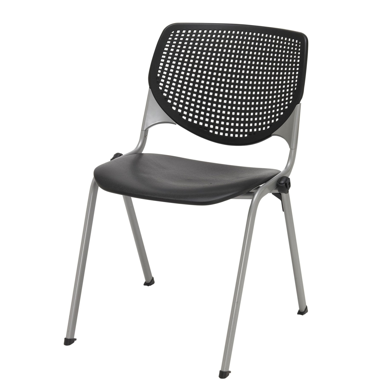 KFI Studios KOOL With Casters Plastic Seat, Plastic Back Stacking Chair, 22in Seat Width, Black Seat/Silver Frame, Quantity: 1 - Image 3