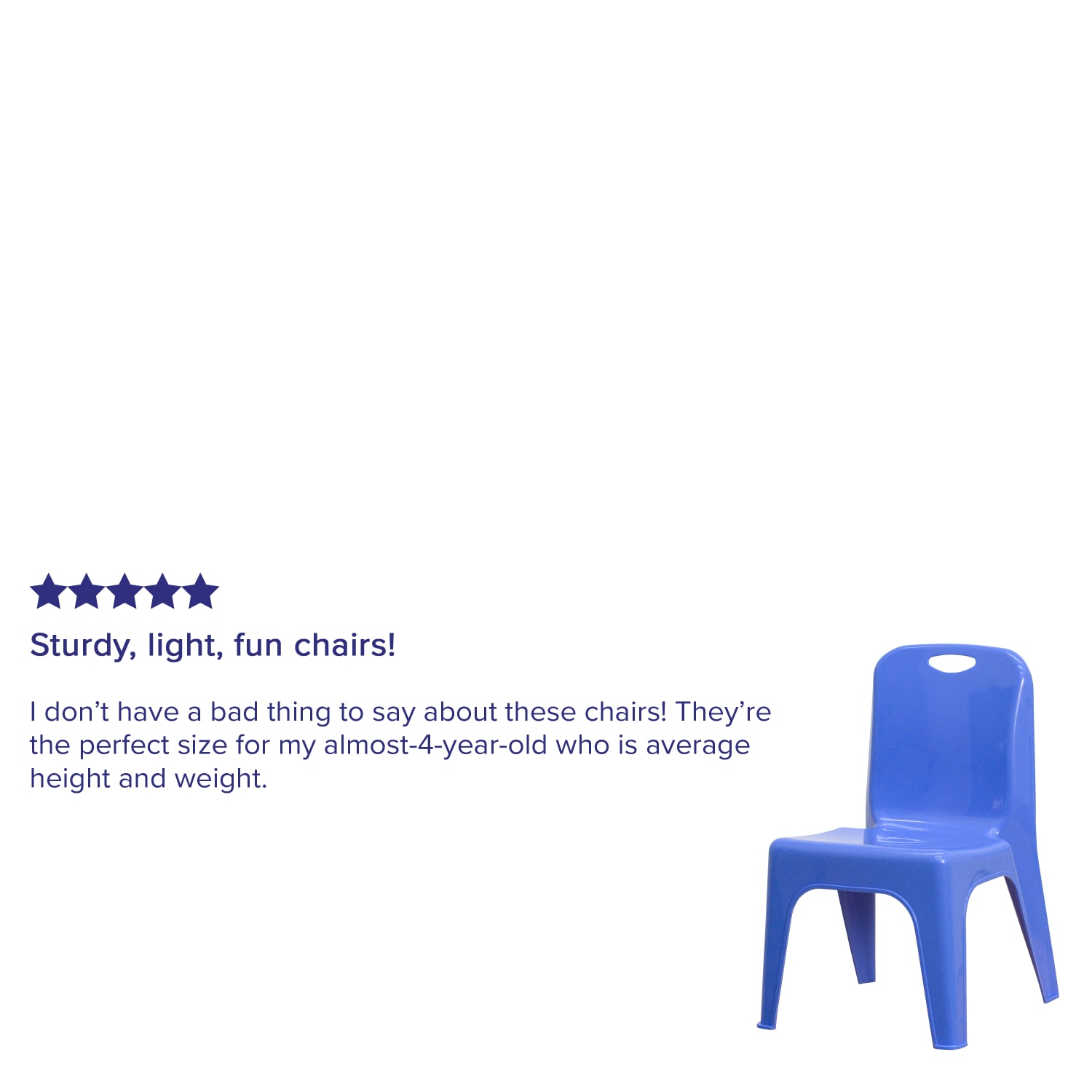 Flash Furniture Plastic Stackable School Chairs With Carrying Handle And 11in Seat Height, Blue, Set Of 4 Chairs - Image 6