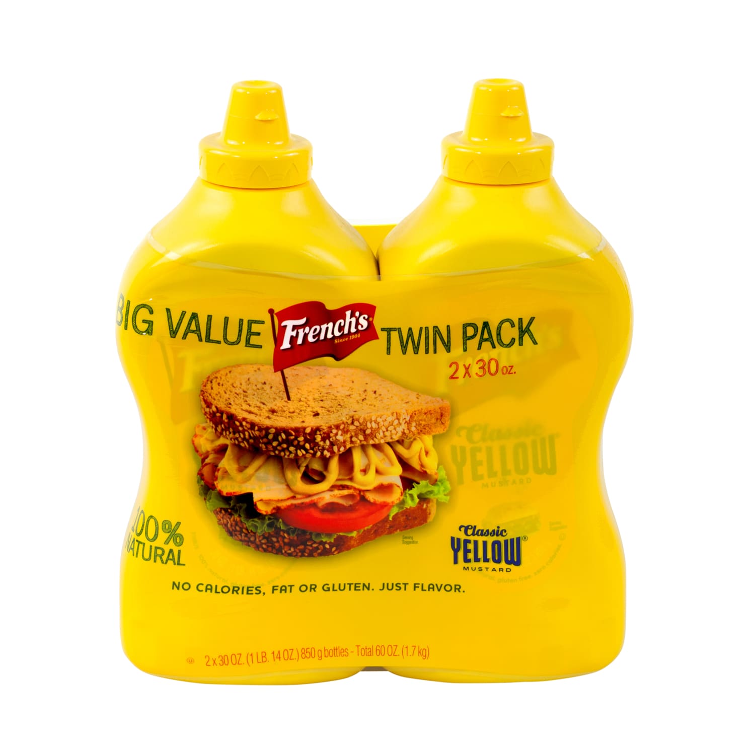 Frenchs Classic Yellow Mustard, 30 Oz Bottle, Pack Of 2