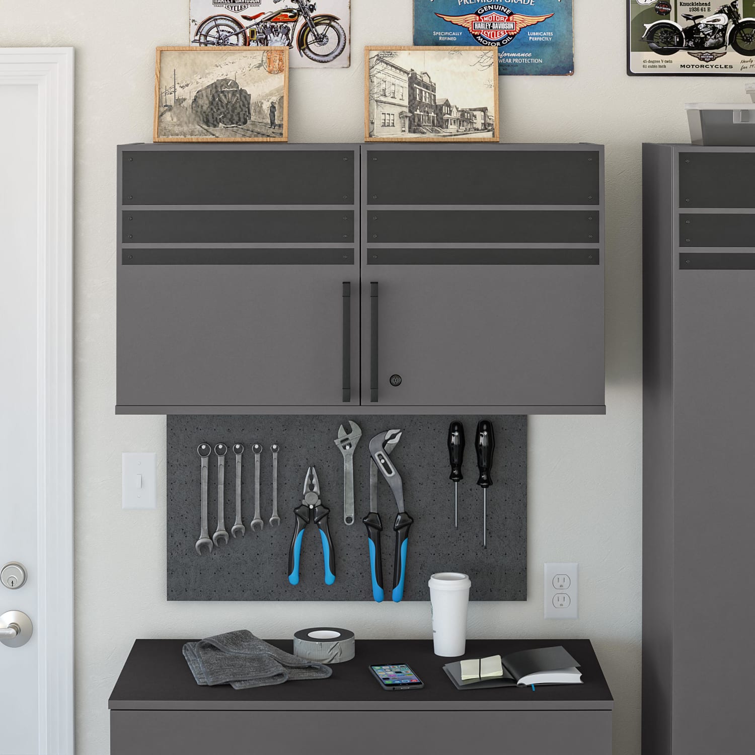Ameriwood Home Systembuild Evolution Shelby 36inW Garage Base Cabinet, Graphite - Image 6
