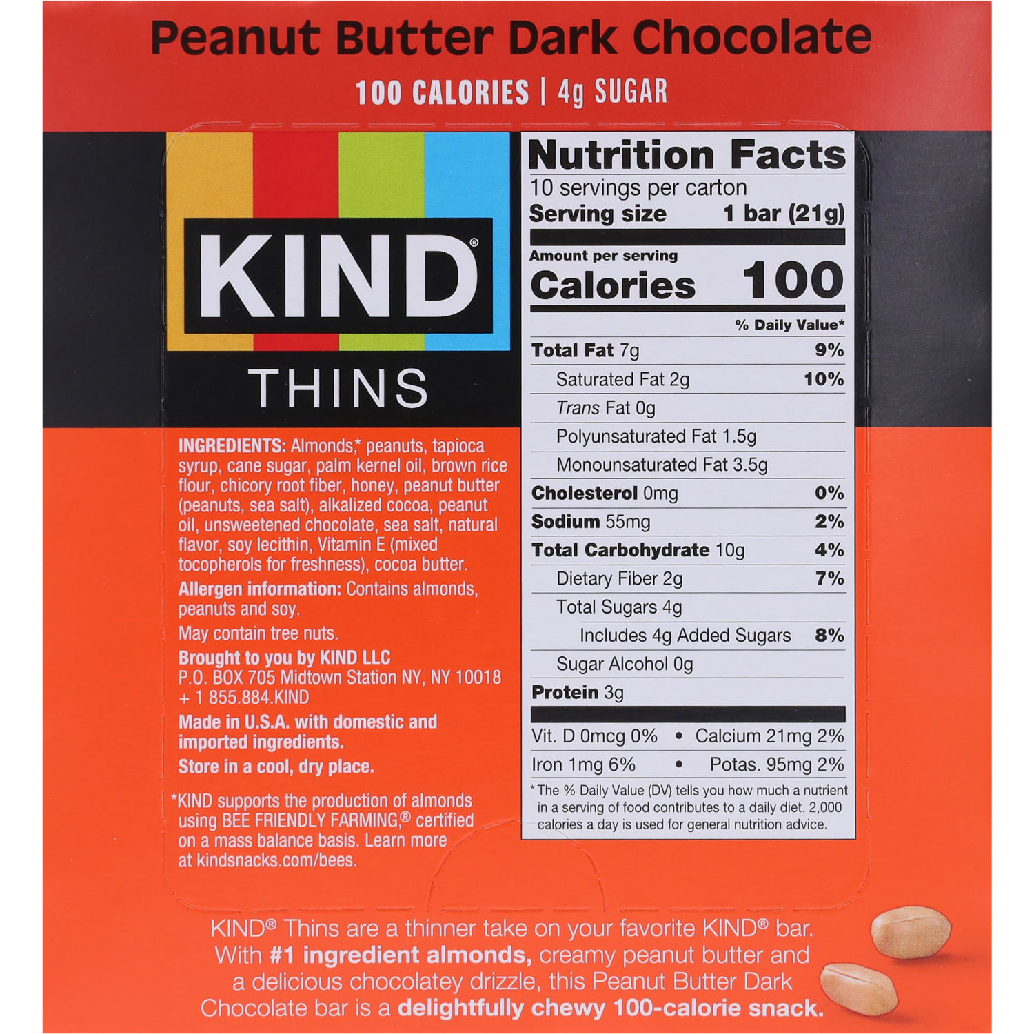 KIND Thins Bars, Peanut Butter Dark Chocolate, 0.74 Oz, Total Qty 60 - Image 4