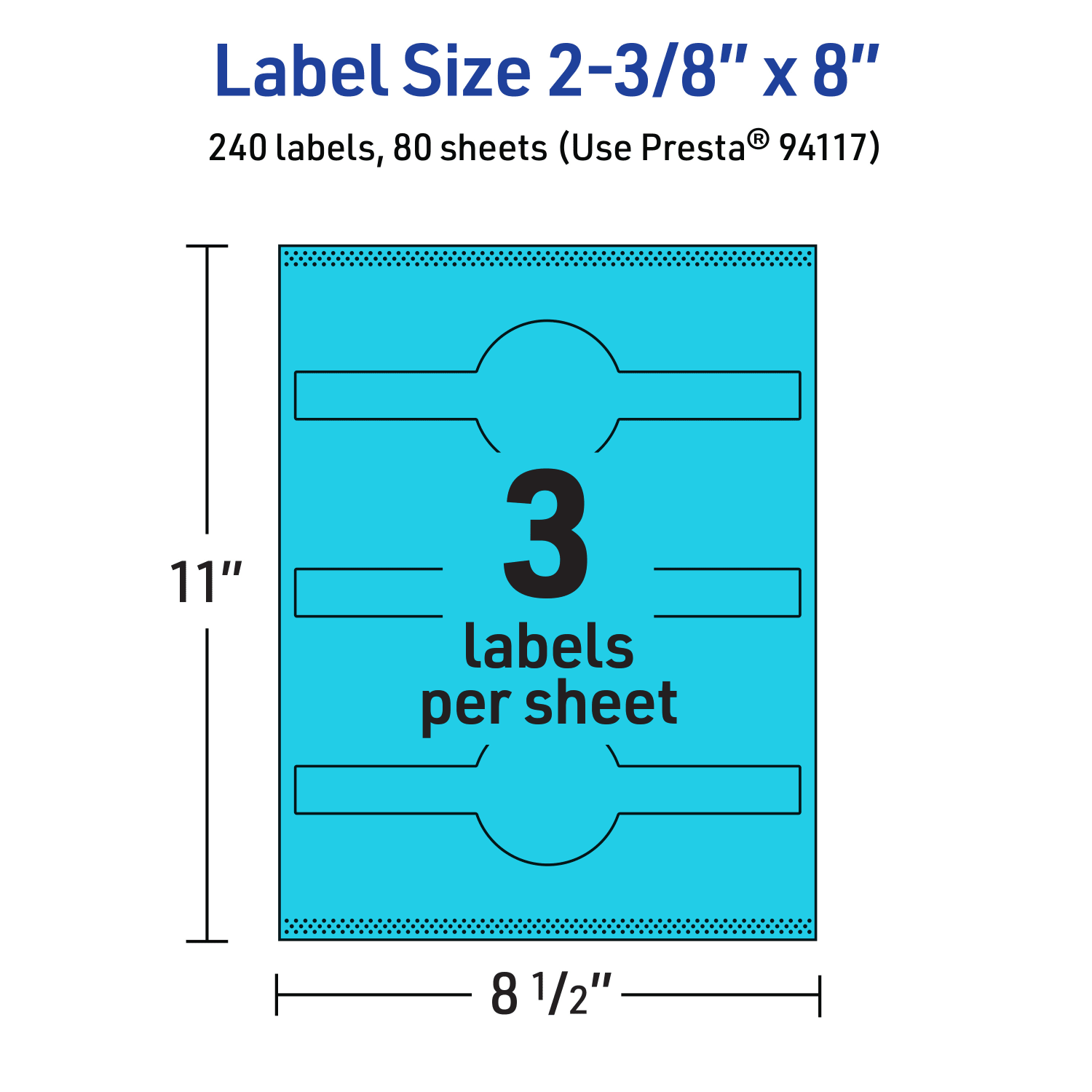 Avery Printable Labels With Sure Feed Technology, 94117-BBP80, Cigar, 2-3/8in x 8in, Matte Bright Blue, Pack of 240 - Image 6
