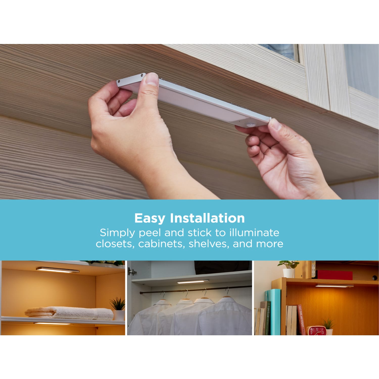 BLACK+DECKER Rechargeable Under Cabinet Light Bars, Silver, Pack Of 2 Lights - Image 3