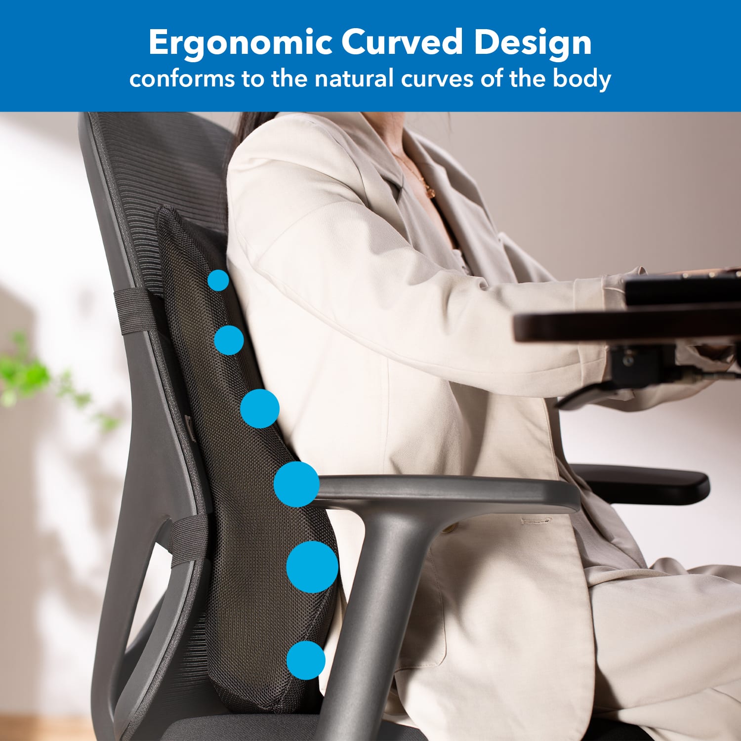 Mount-It! Ergo Collection Full Back Cushion, 18-1/2inH x 16-3/16inW x 4-3/4inD, Black - Image 3