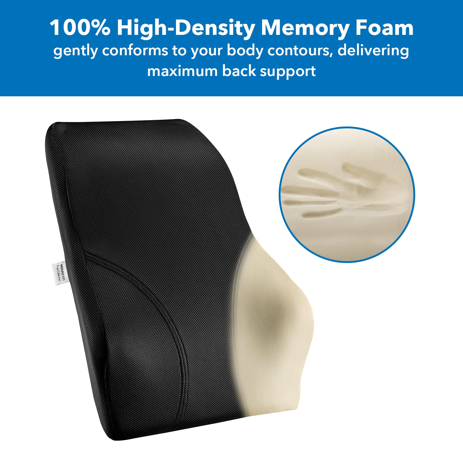 Mount-It! Ergo Collection Full Back Cushion, 18-1/2inH x 16-3/16inW x 4-3/4inD, Black - Image 7