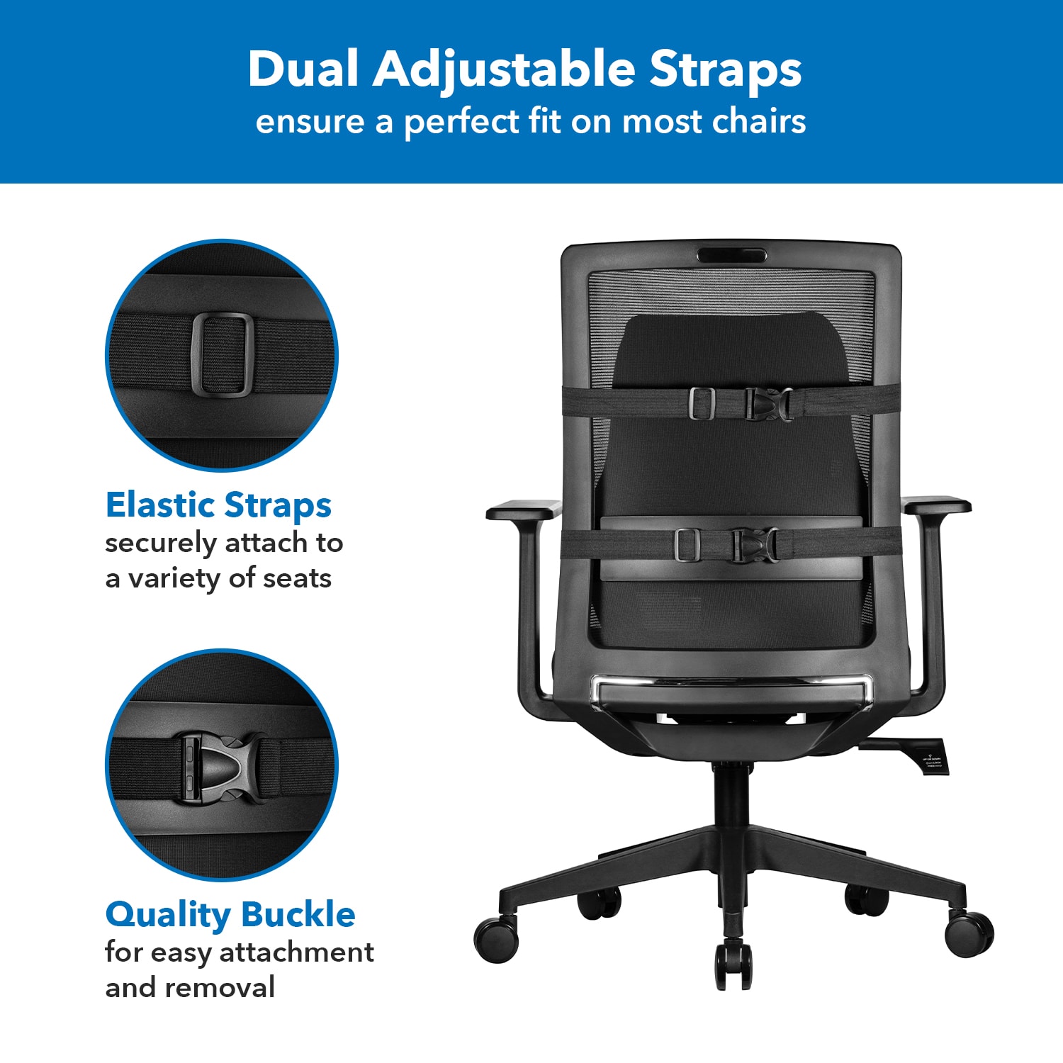 Mount-It! Ergo Collection Full Back Cushion, 18-1/2inH x 16-3/16inW x 4-3/4inD, Black - Image 8