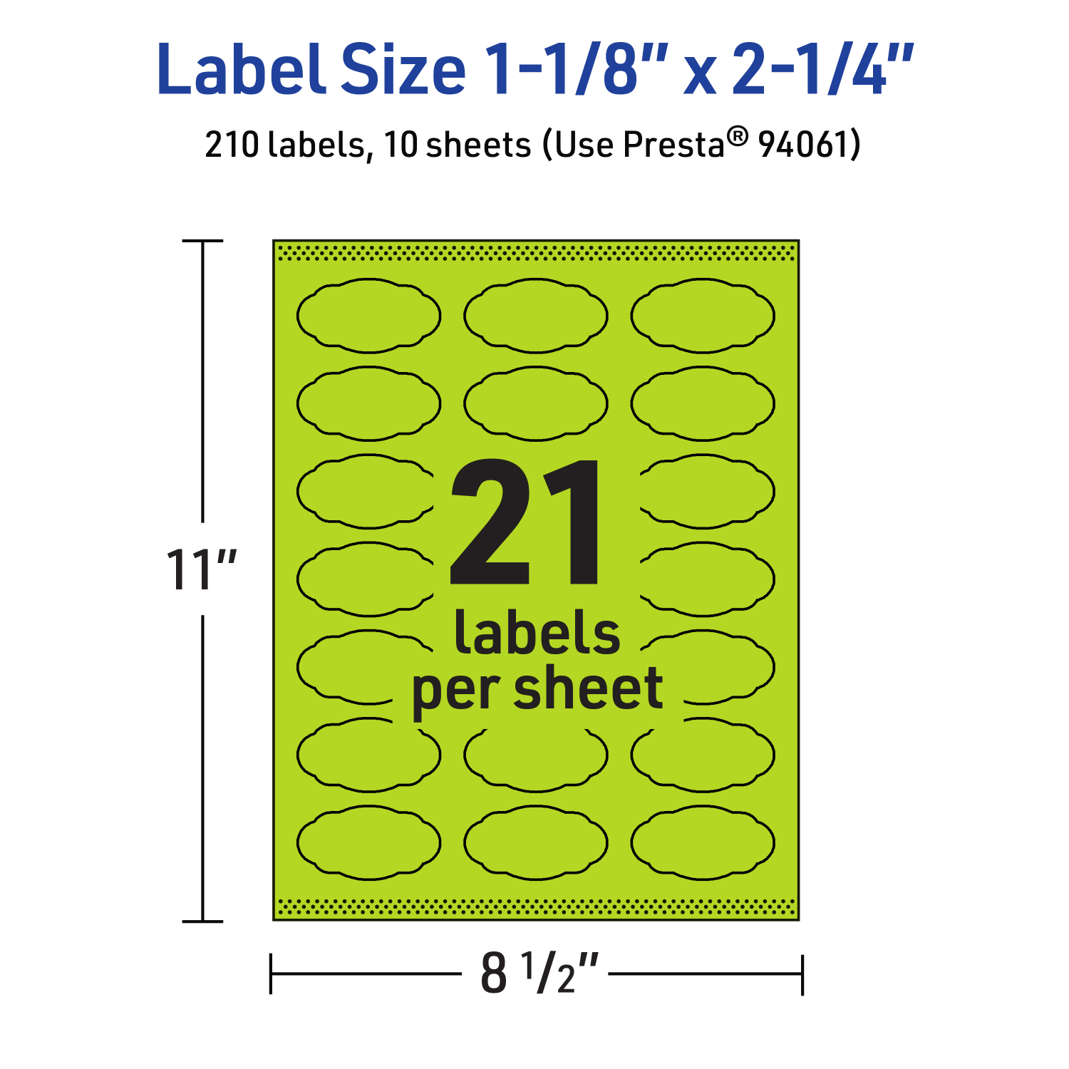 Avery Print-To-The-Edge Labels With Sure Feed Technology And Easy Peel, 94061-BGP10, Oval Scalloped, 1-1/8inx2-1/4in, Matte Bright Green, Pack of 210 - Image 6