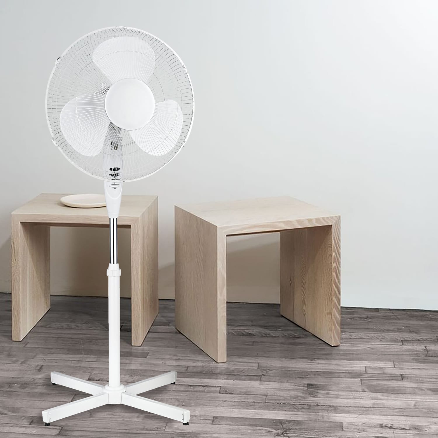 Optimus 16in Adjustable Oscillating Stand Fan, White - Image 4