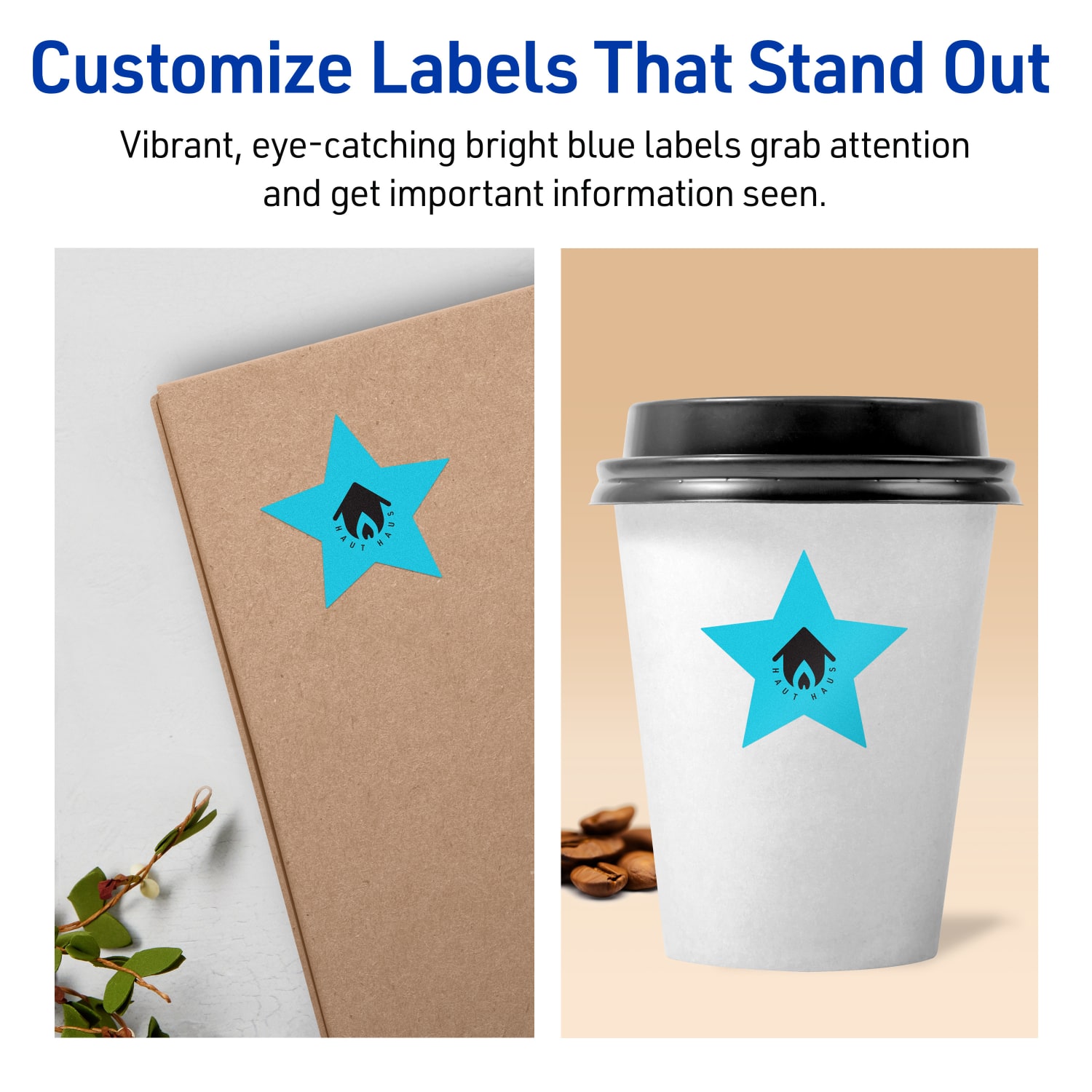 Avery Print-To-The-Edge Labels With Sure Feed Technology, 94611-BBP40, Star, 2-1/4in x 2-3/8in, Matte Bright Blue, Pack of 480 - Image 4