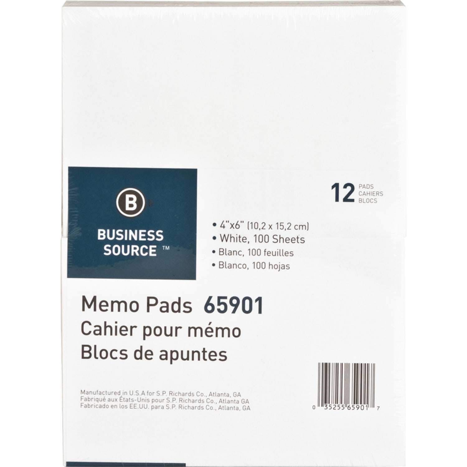 Business Source Plain Memo Pads - 100 Sheets - Plain - Glued - Unruled Front Ruling - 15 lb Basis Weight - 65901CT - Image 5