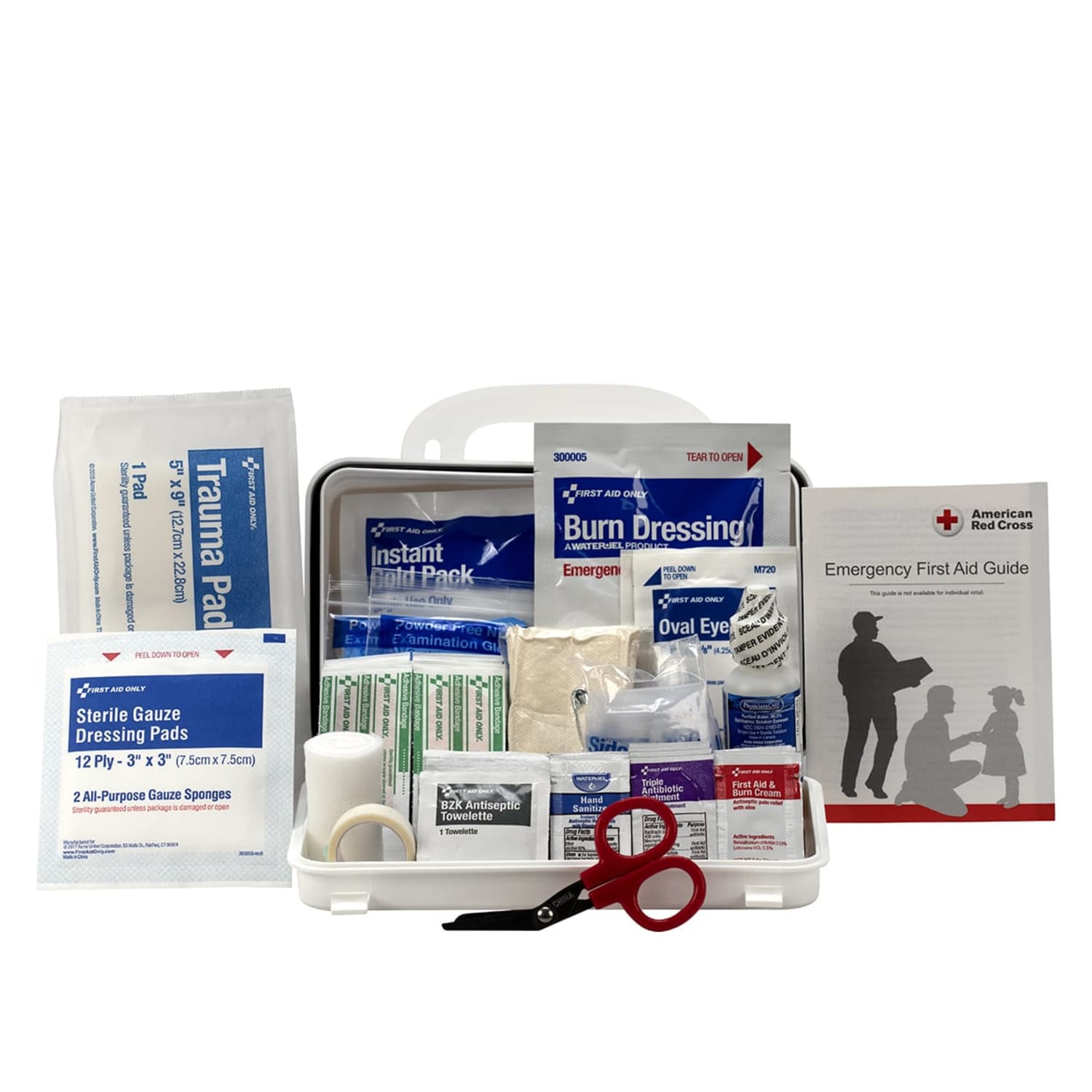 First Aid Only 10-Person Plastic First Aid Kit, 5inH x 8inW x 3inD, Kit Of 76 Pieces