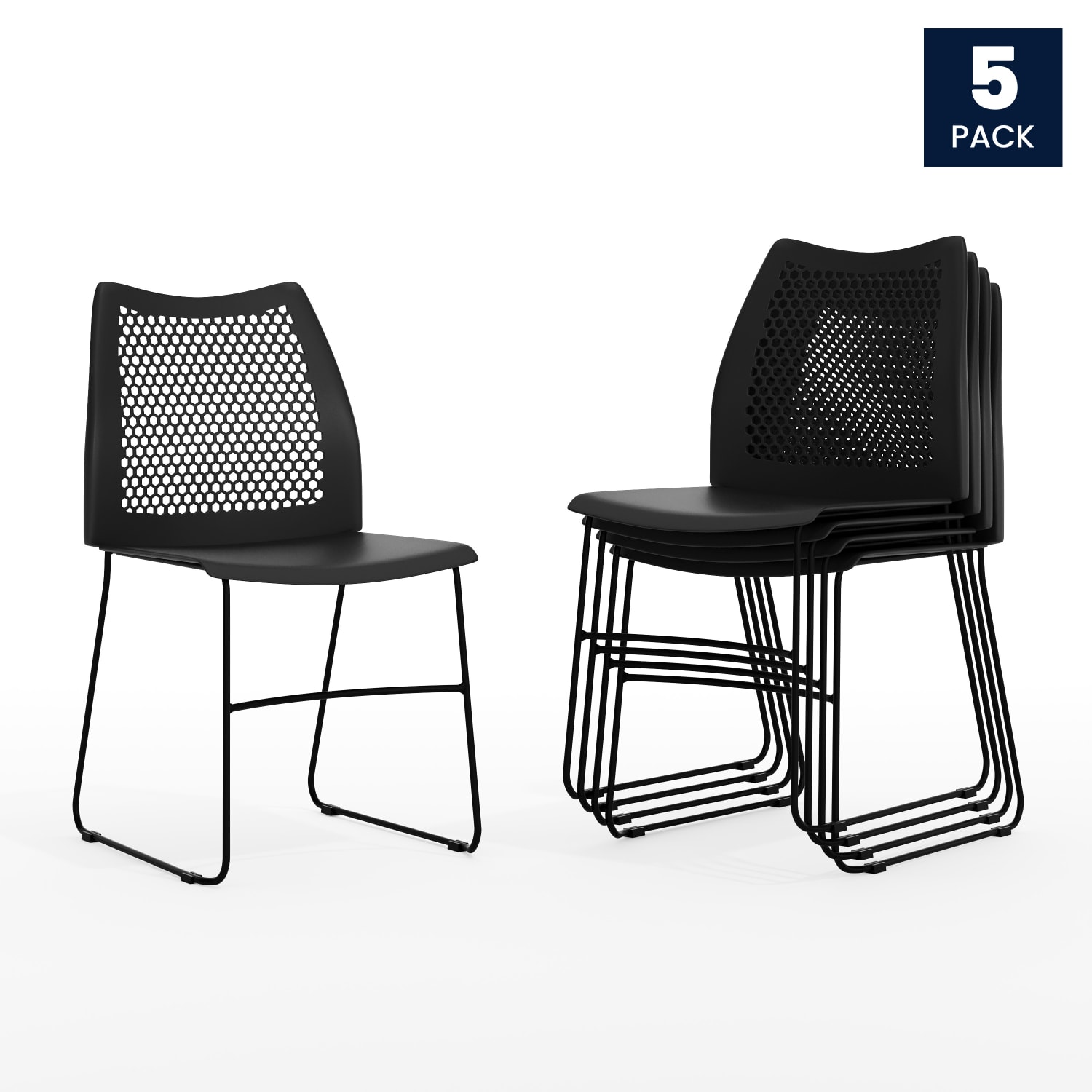 Flash Furniture HERCULES Series Stack Chairs Black Set Of 5 Chairs PopularChairscom