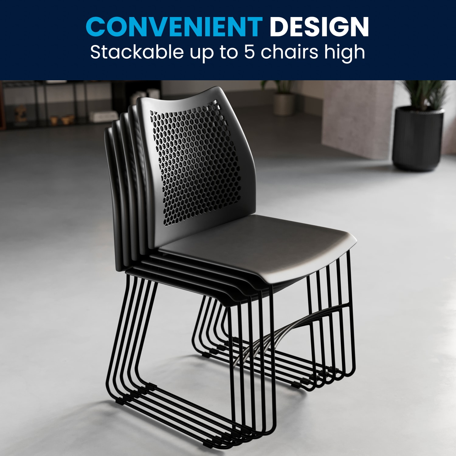 Flash Furniture HERCULES Series Stack Chairs Black Set Of 5 Chairs PopularChairscom
