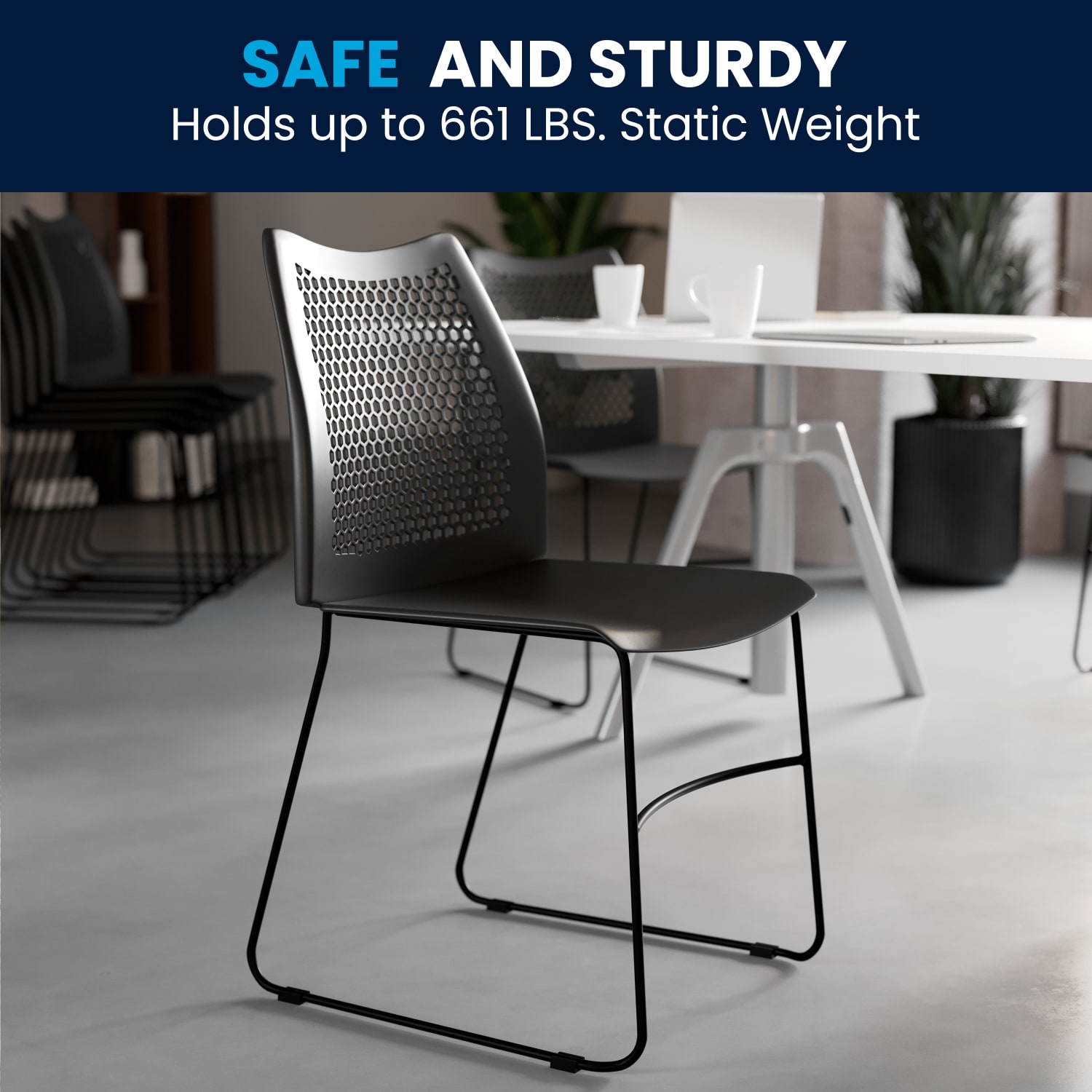 Flash Furniture HERCULES Series Stack Chairs Black Set Of 5 Chairs PopularChairscom