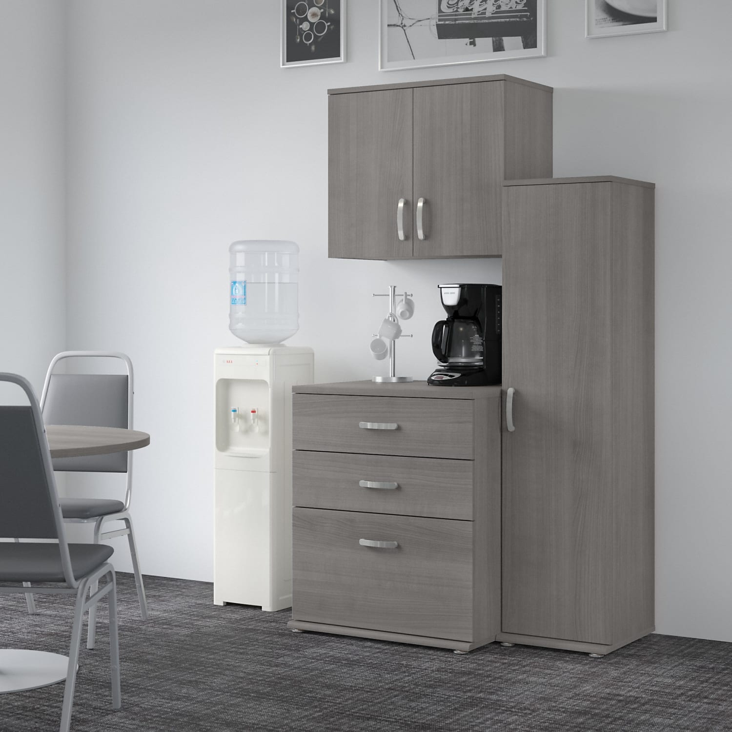 Bush Business Furniture Universal 44inW 3-Piece Modular Storage Set With Floor And Wall Cabinets, Platinum Gray, Standard Delivery - Image 3