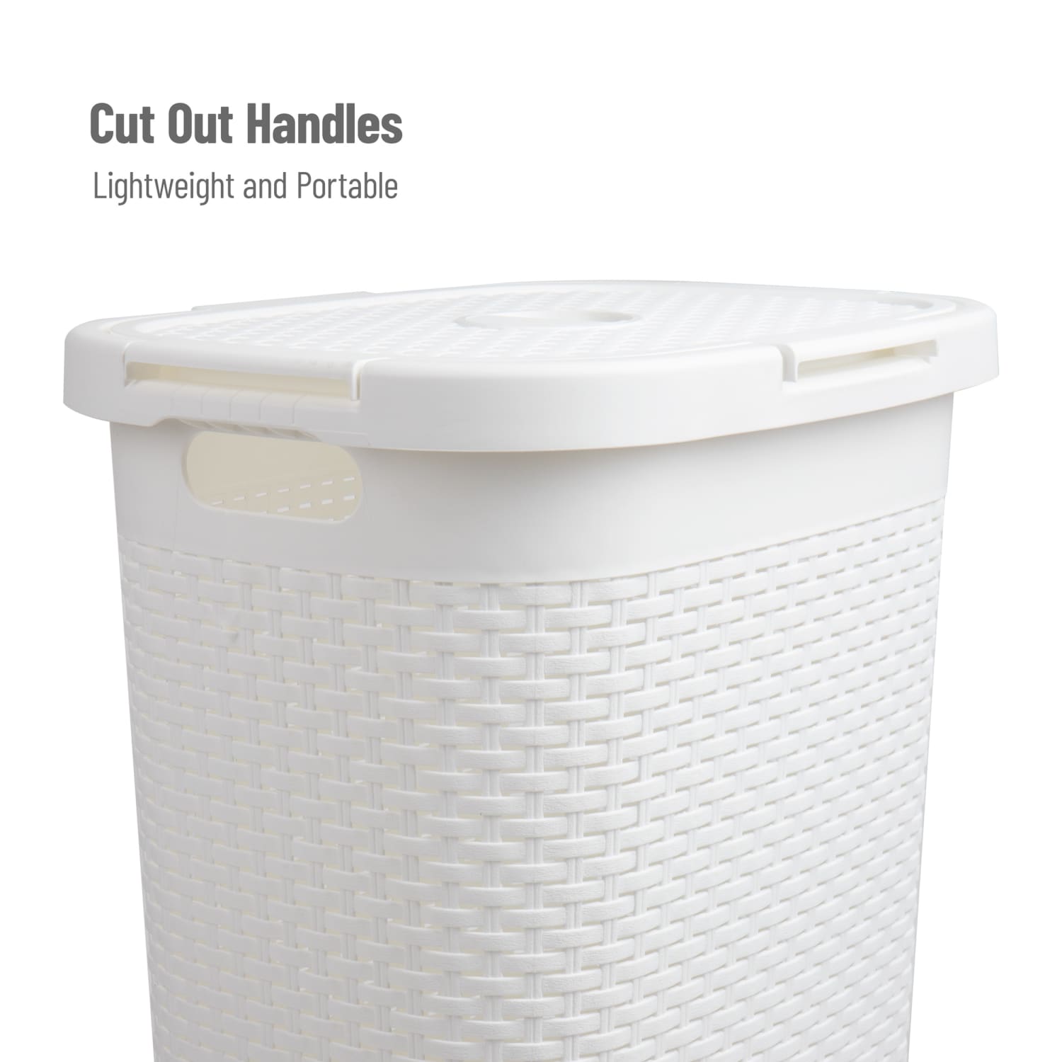 Mind Reader 60L Slim Laundry Hamper Clothes Basket With Lid, 24-3/20inH x 13-3/4inW x 17-13/20inL, White - Image 5