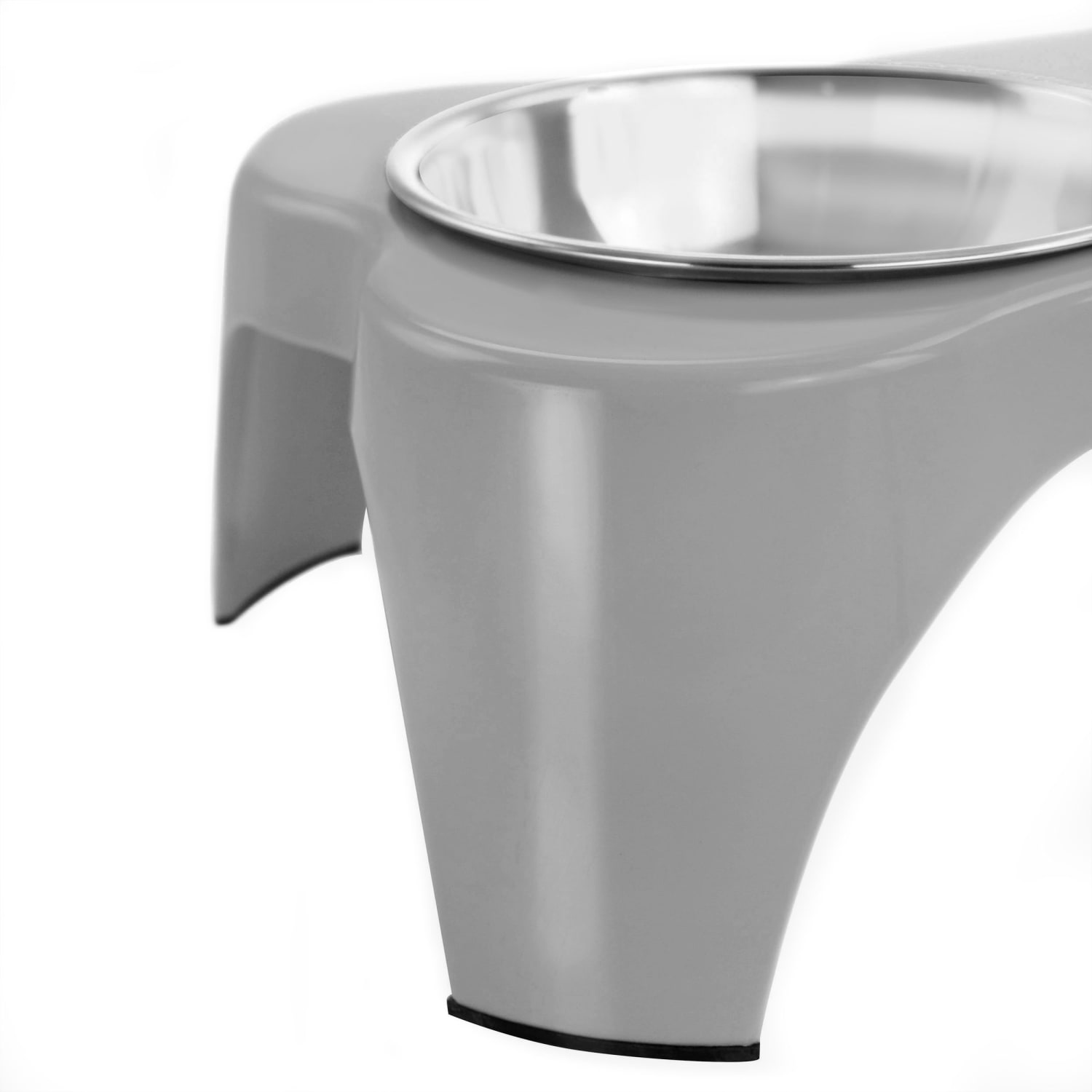 Gibson Home Bow Wow Meow 3-Piece Elevated Pet Bowl Dinner Set, Gray - Image 3