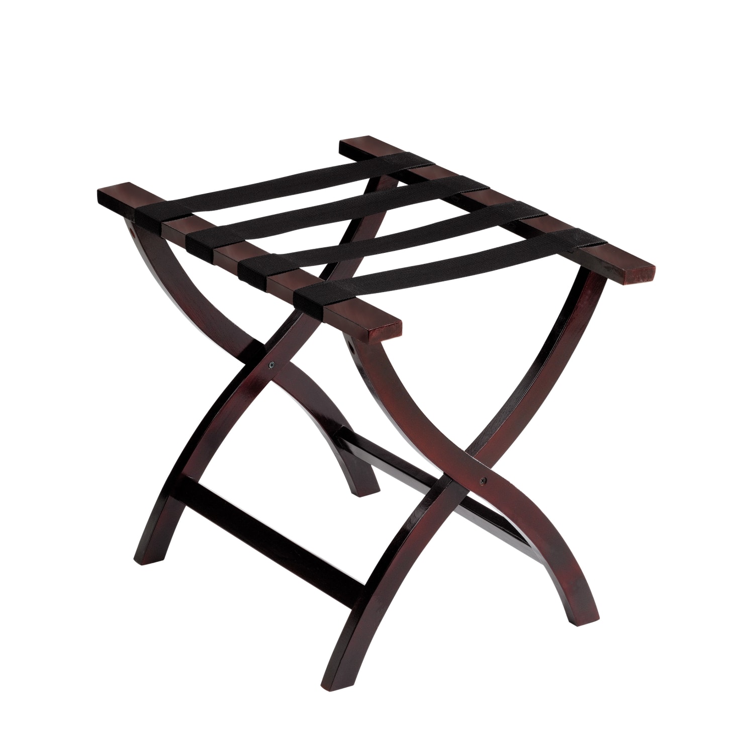 Hospitality 1 Source Contoured Wooden Luggage Racks, 20inH x 23inW x 17inD, Mahogany, Pack Of 2 Racks - Image 3