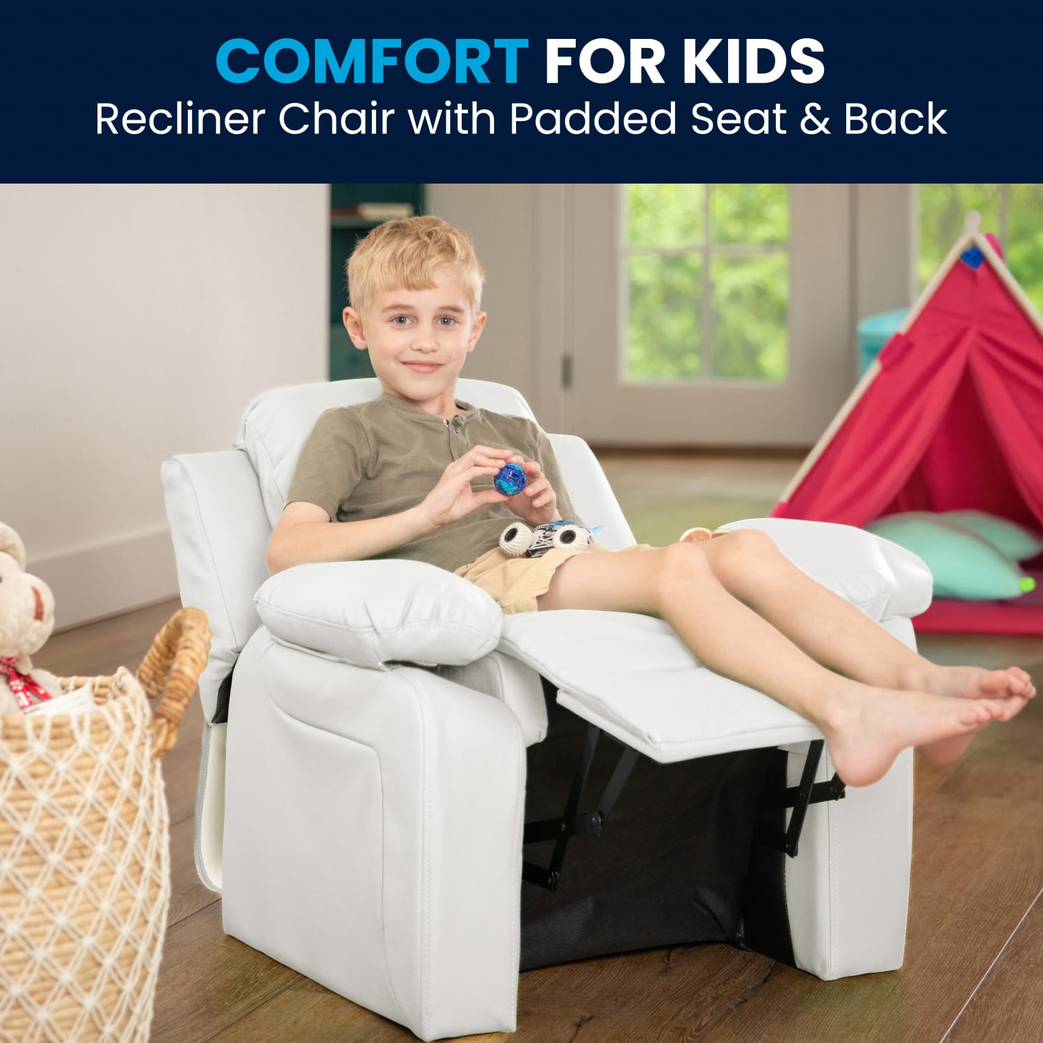 Flash Furniture Deluxe Padded Contemporary Vinyl Kids Recliner Accent Chair With Storage Arms White PopularChairscom Flash Furniture Deluxe Padded Contemporary Vinyl Kids Recliner Accent Chair With Storage Arms White PopularChairscom