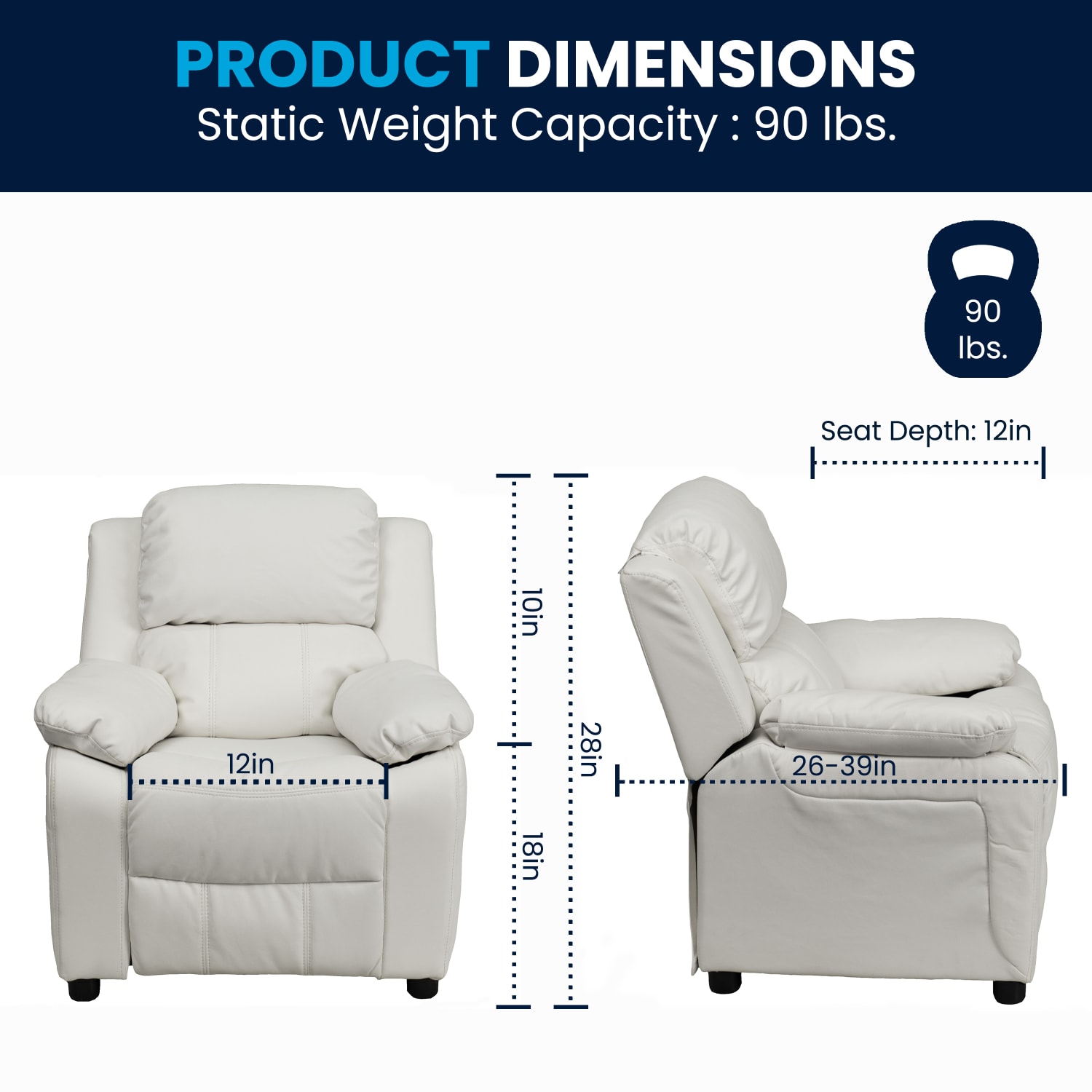 Flash Furniture Deluxe Padded Contemporary Vinyl Kids Recliner Accent Chair With Storage Arms White PopularChairscom Flash Furniture Deluxe Padded Contemporary Vinyl Kids Recliner Accent Chair With Storage Arms White PopularChairscom