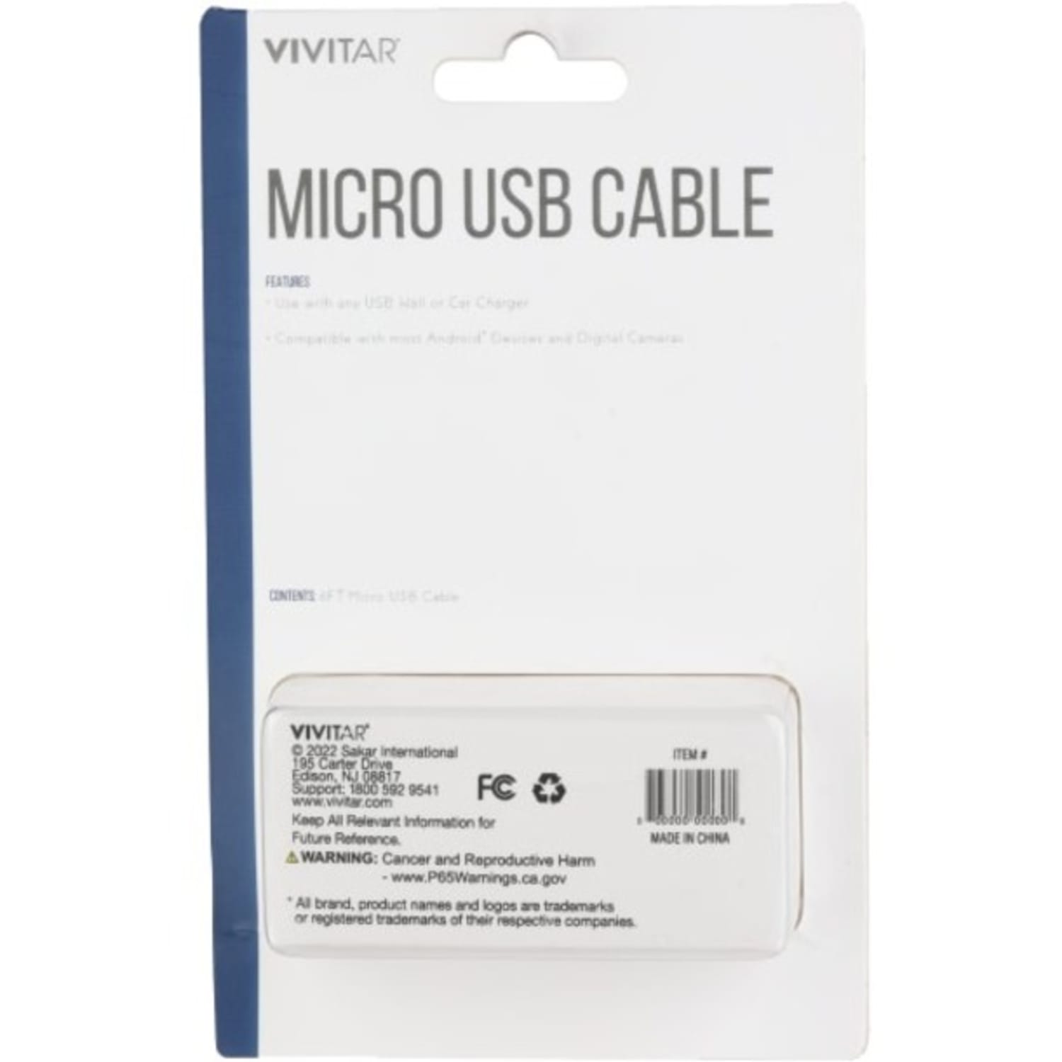 Vivitar USB-A To Micro USB Cable, 6ft, White, NIL5006-WHT-STK-24 - Image 5