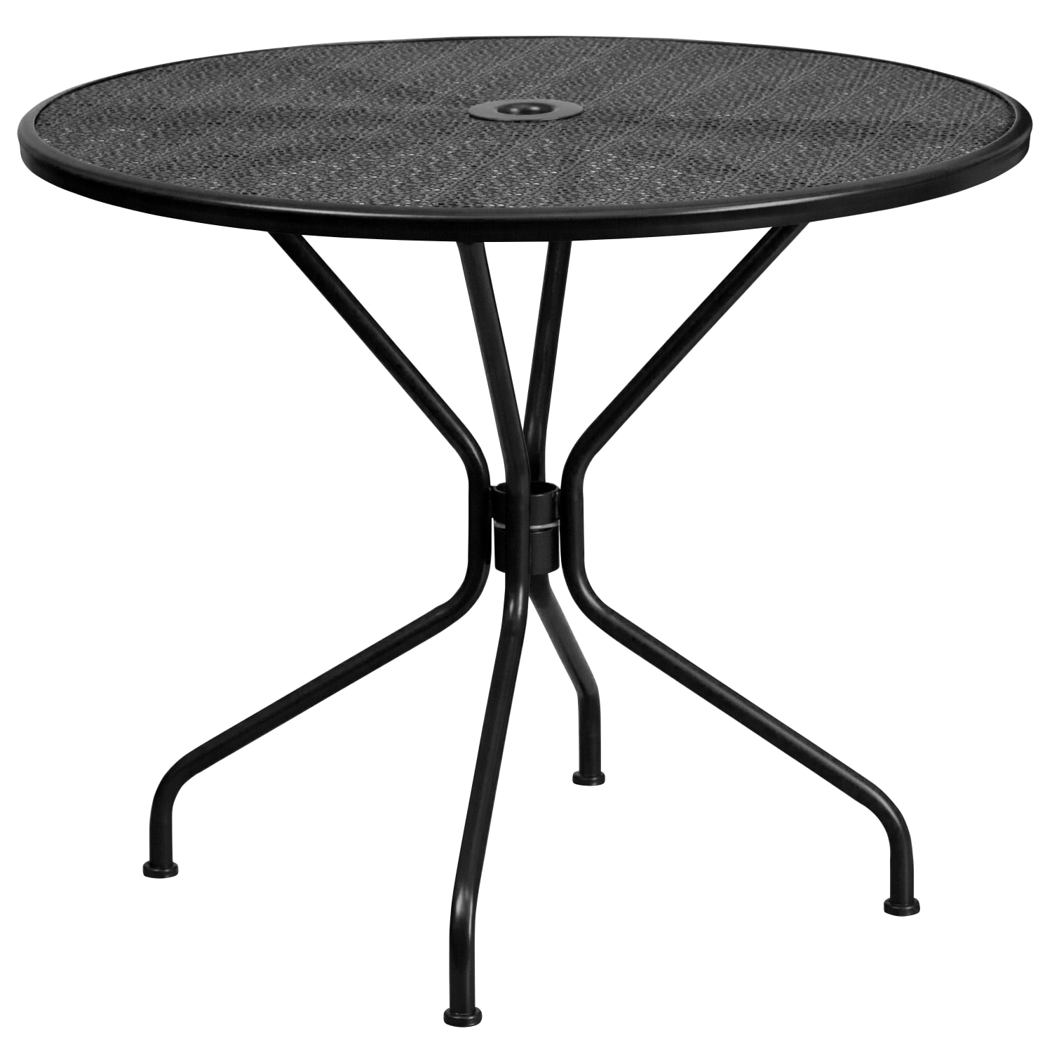 Flash Furniture Oia Commercial Grade 35-1/4in Round Indoor-Outdoor Steel Patio Table With Umbrella Hole, 28-3/4inH x 35-1/4inW x 35-1/4inD, Black - Image 3
