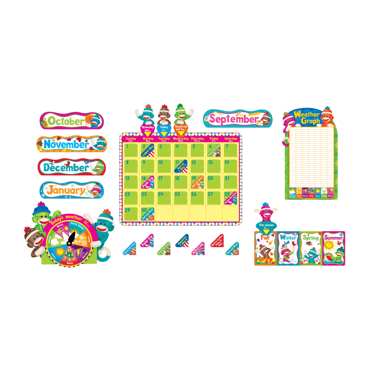 TREND Sock Monkeys Calendar Set, 17 1/2in x 23in, Multicolor - Image 3