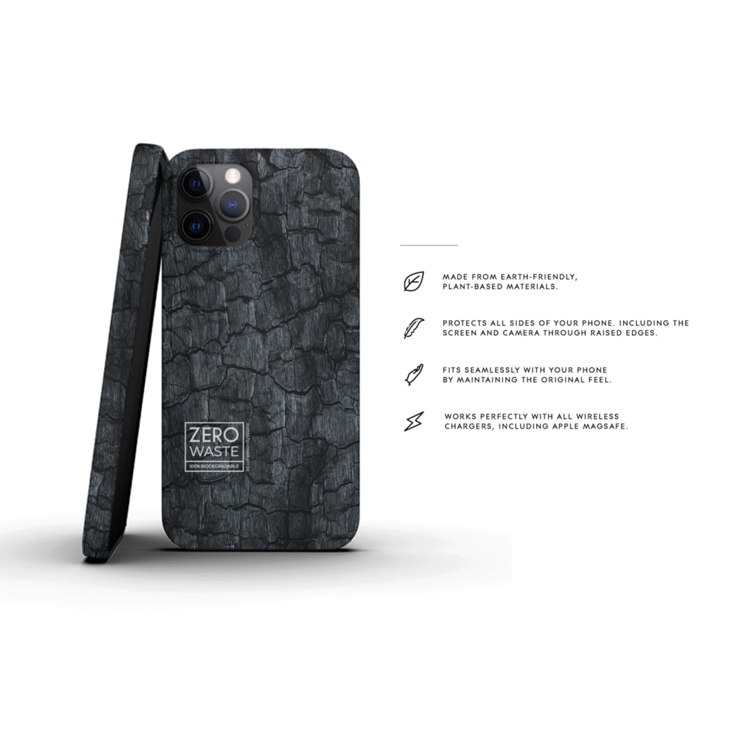 Zero Waste Movement Phone Case for Apple iPhone 12, Coal, AEN100008 - Image 6