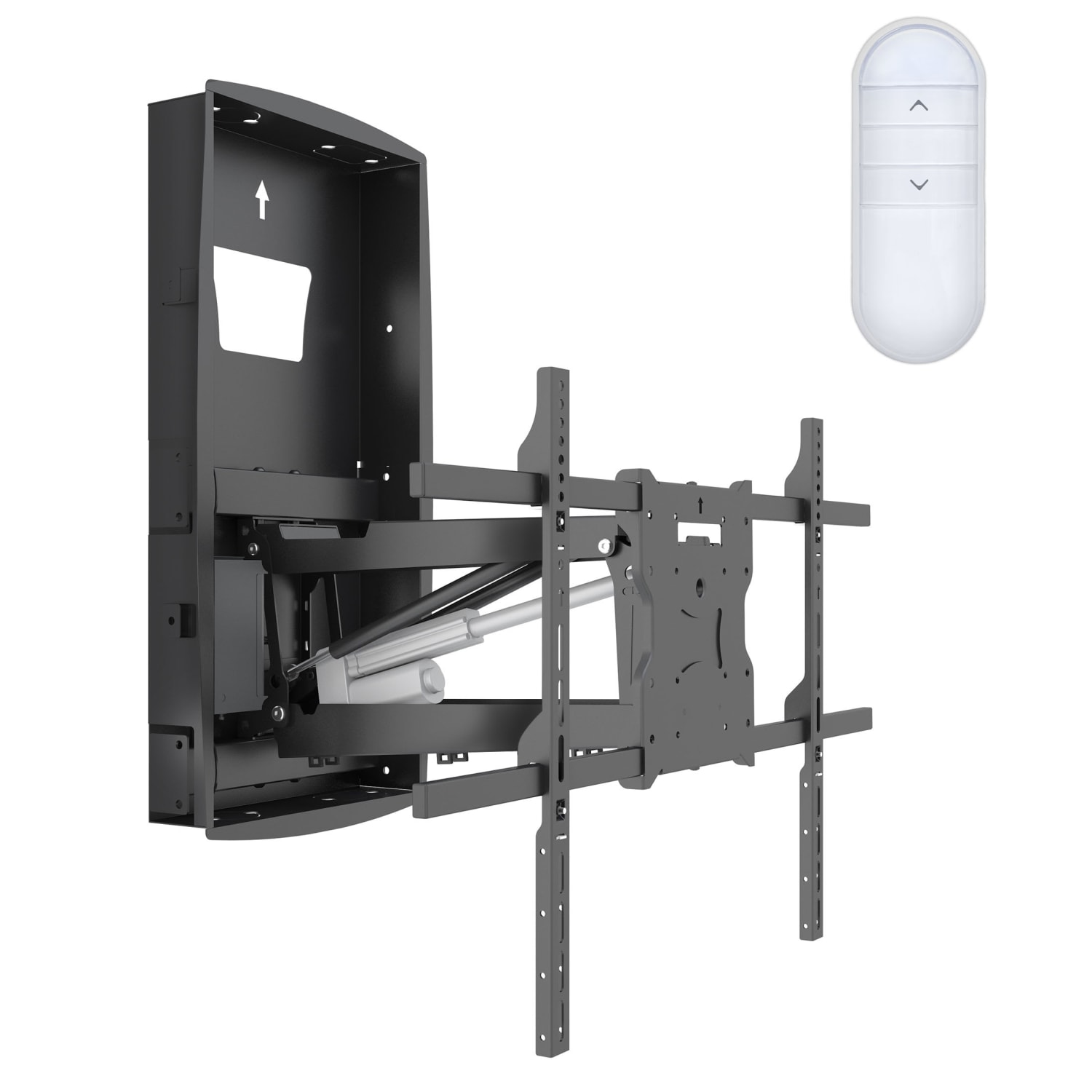 Mount-It! Motorized Fireplace TV Mount With Recessed Base For Screen Sizes 42in To 80in, 6inH x 18inW x 33inD, Black