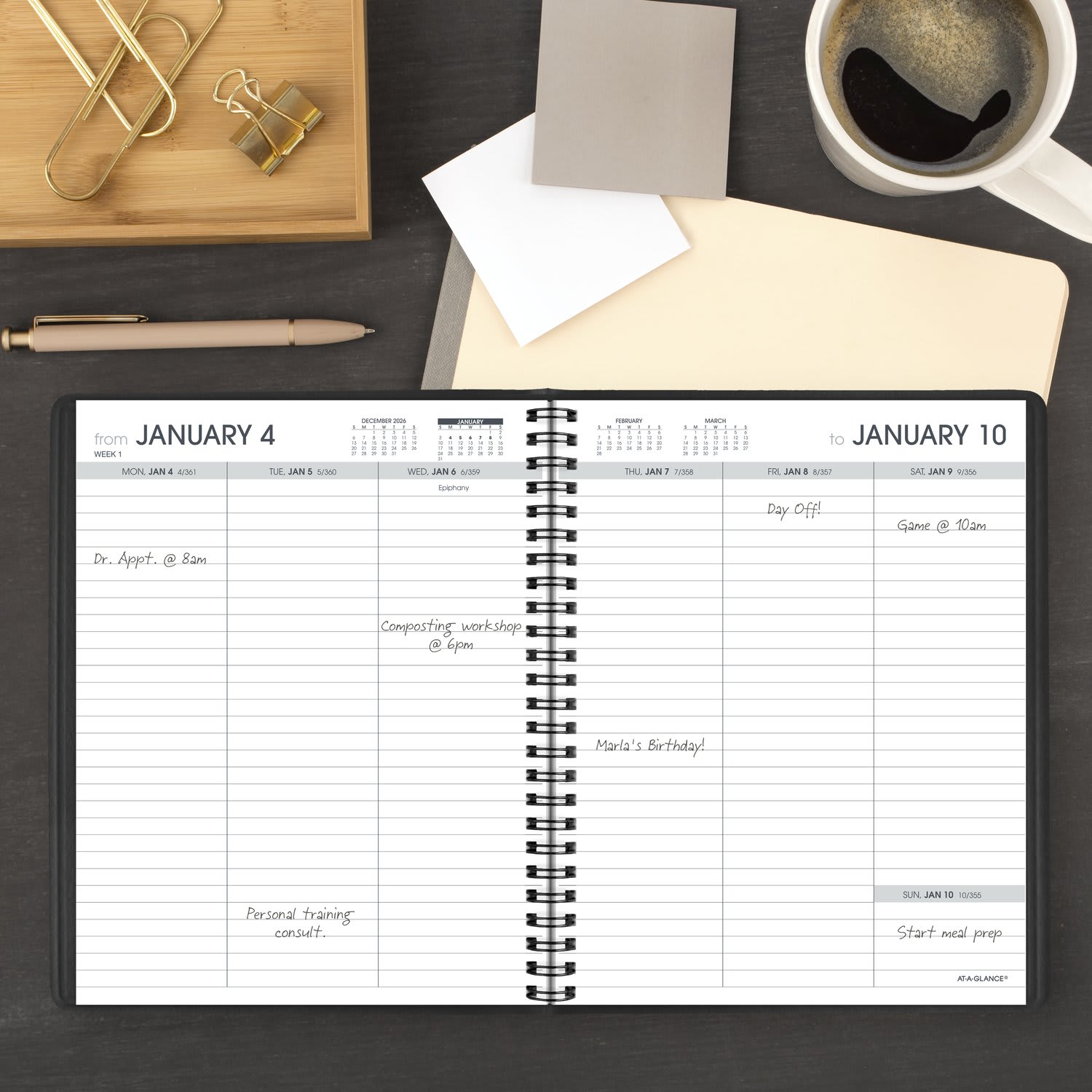 AT-A-GLANCE 2027 Open Scheduling Weekly Planner, Black, Medium, 6 3/4in x 8 3/4in - Image 3