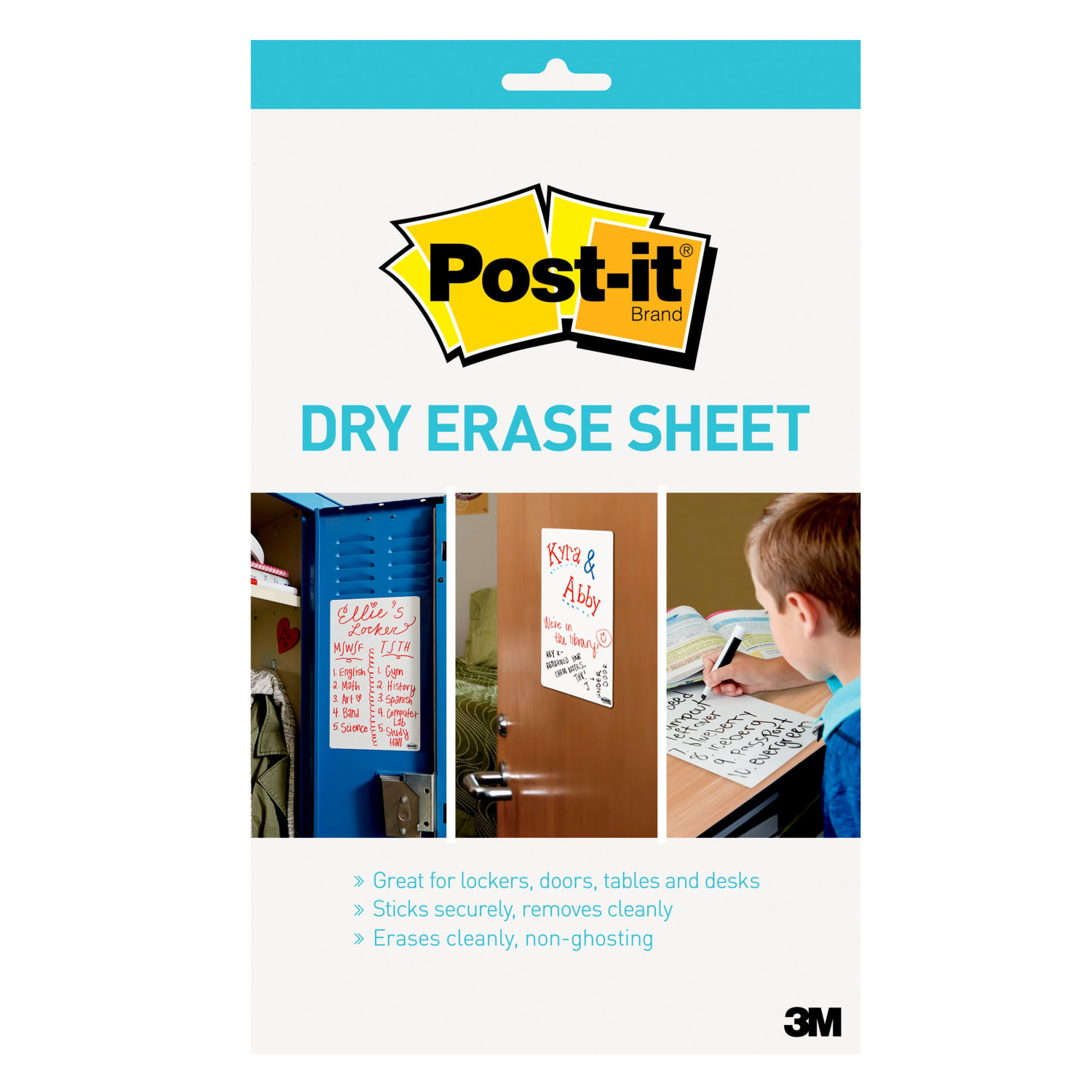 Post-it Dry Erase Sheets, 7 in x 11.3 in, 1 Pack, 3 Sheets/Pack, White, DEFSHEETS-3PK