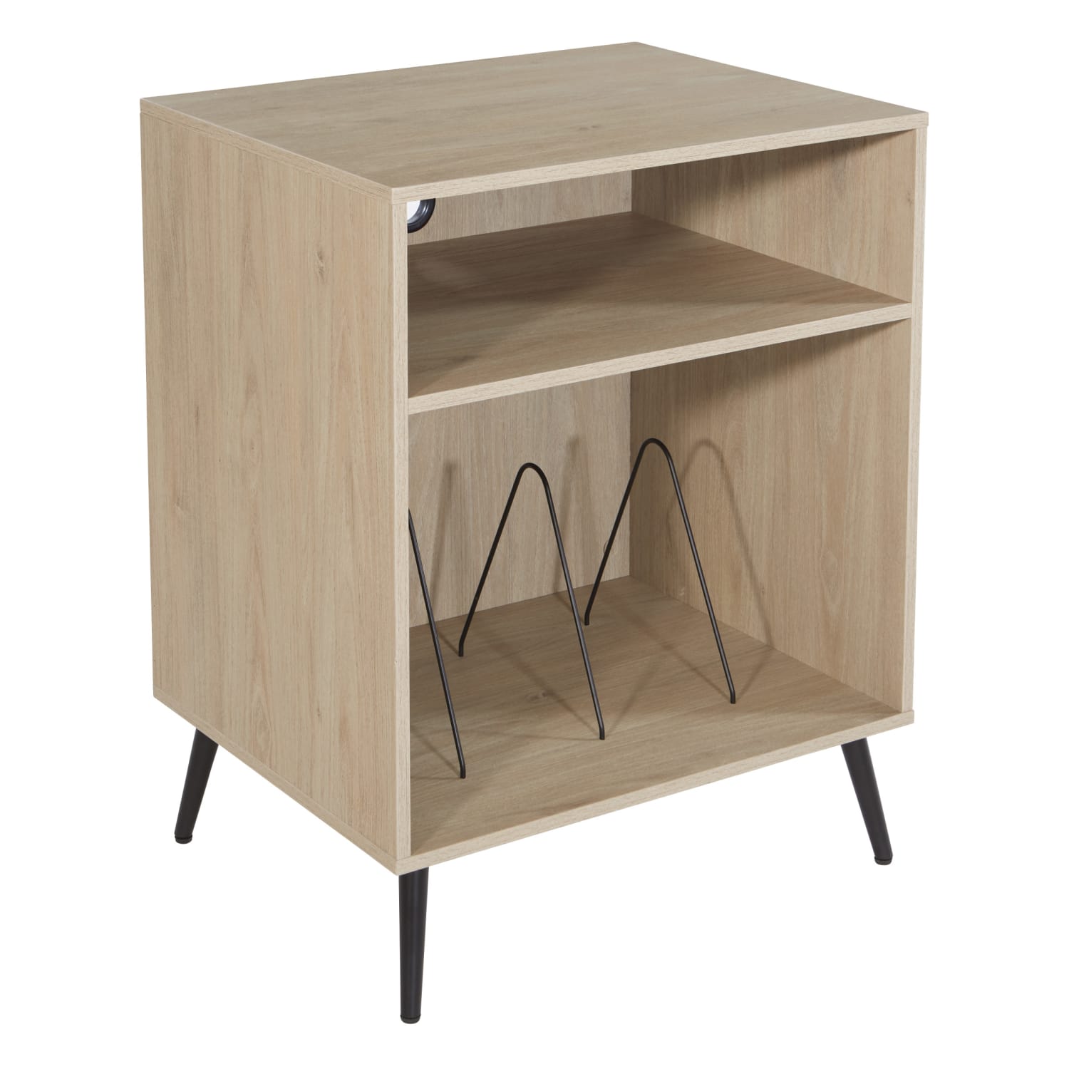 Office Star Retro Record Player Stand With Album Storage, 30inH x 23-3/4inW x 19inD, Norwegian Alder - Image 3