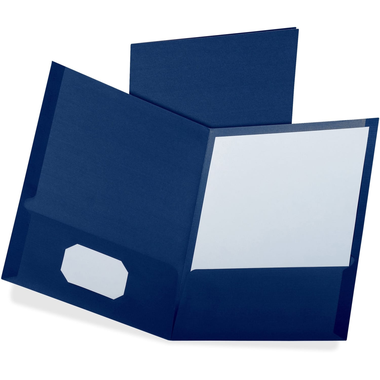 Oxford Linen Twin-Pocket Folders, 8 1/2in x 11in, Navy, Pack Of 25 - Image 3
