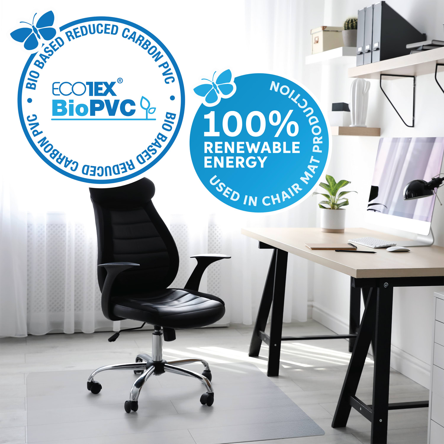 Floortex Ecotex BioPVC Eco Friendly Carbon Neutral PVC Chair Mat for Hard Floors, 29in x 47in, Clear - Image 5