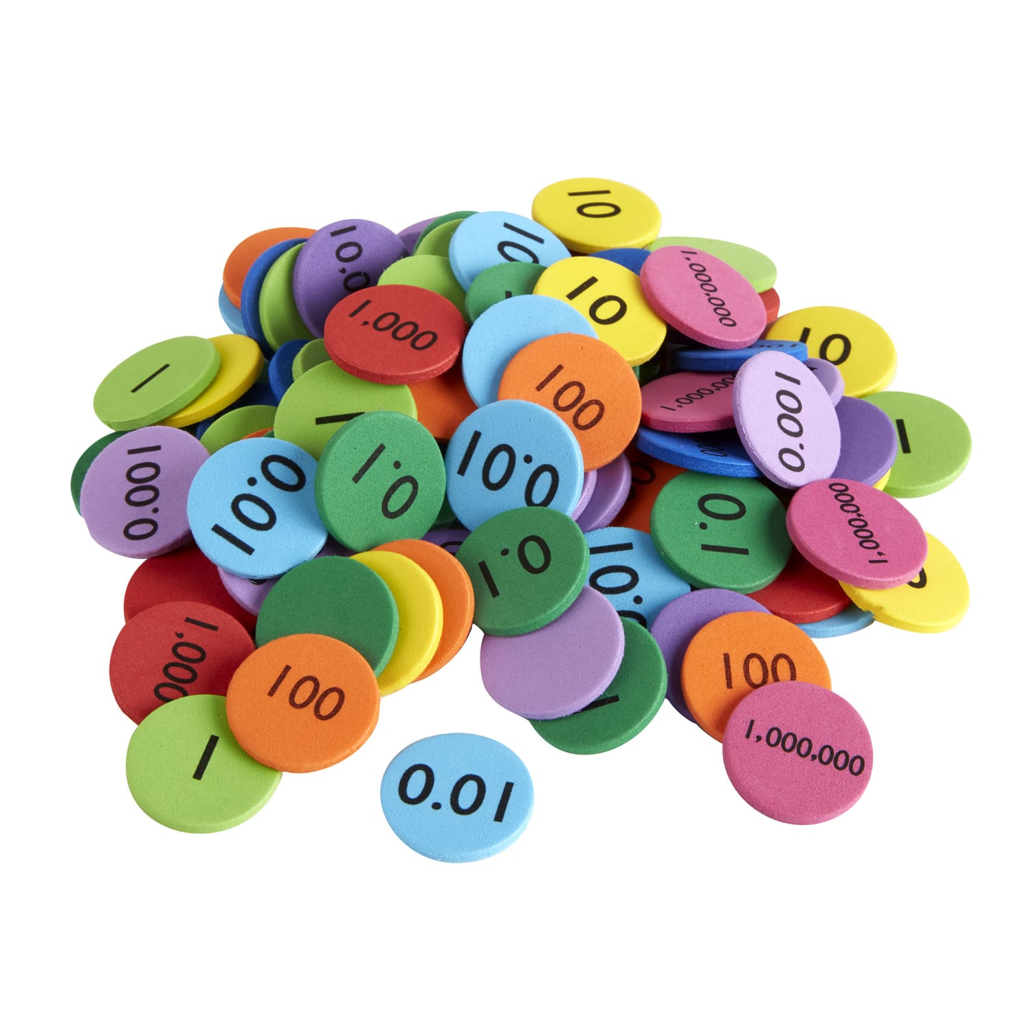 Office Depot Brand Place Value Discs, Pre-K, Assorted Colors, 25 Discs Per Set, Pack Of 10 Sets