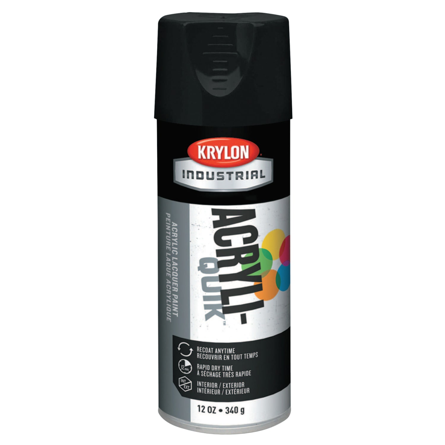 Krylon Interior/Exterior Industrial Maintenance Paint, 12 Oz Aerosol Can, Semi-Flat Black, Pack of 6 Cans