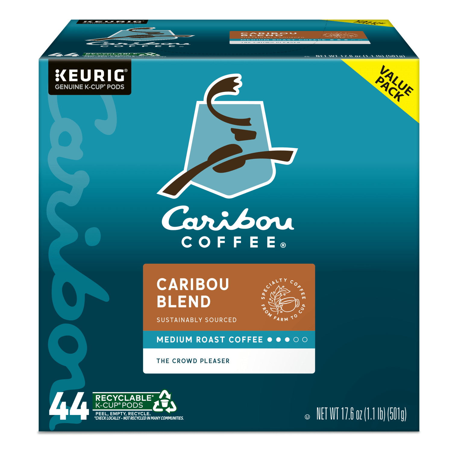 Caribou Coffee Caribou Blend Keurig Single-Serve K-Cup Pods, Medium Roast, Case of 44 K-Cup Pods - Image 3